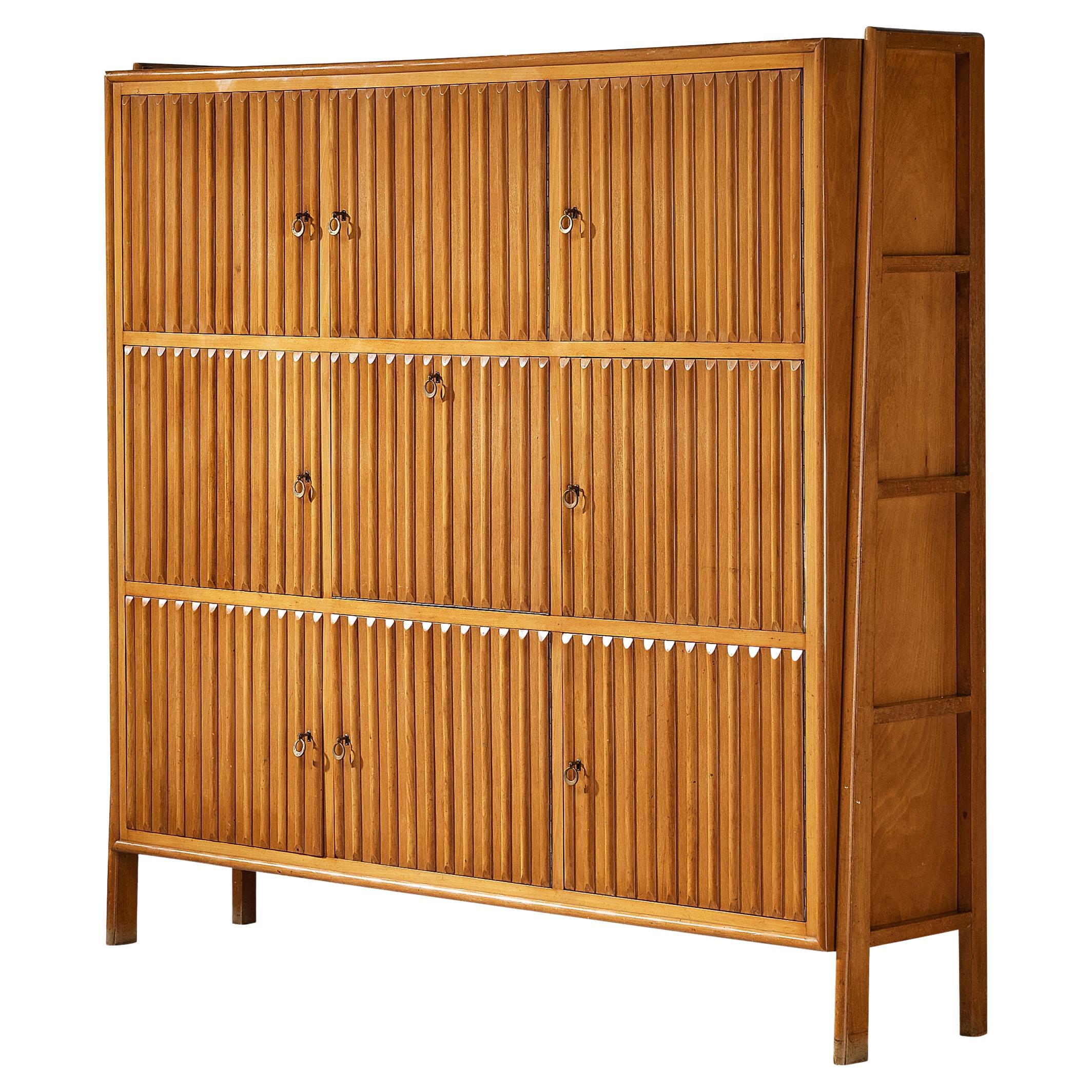 Rare C.M. Varos for Casa Moderna Highboard in Blond Stained Wood For Sale