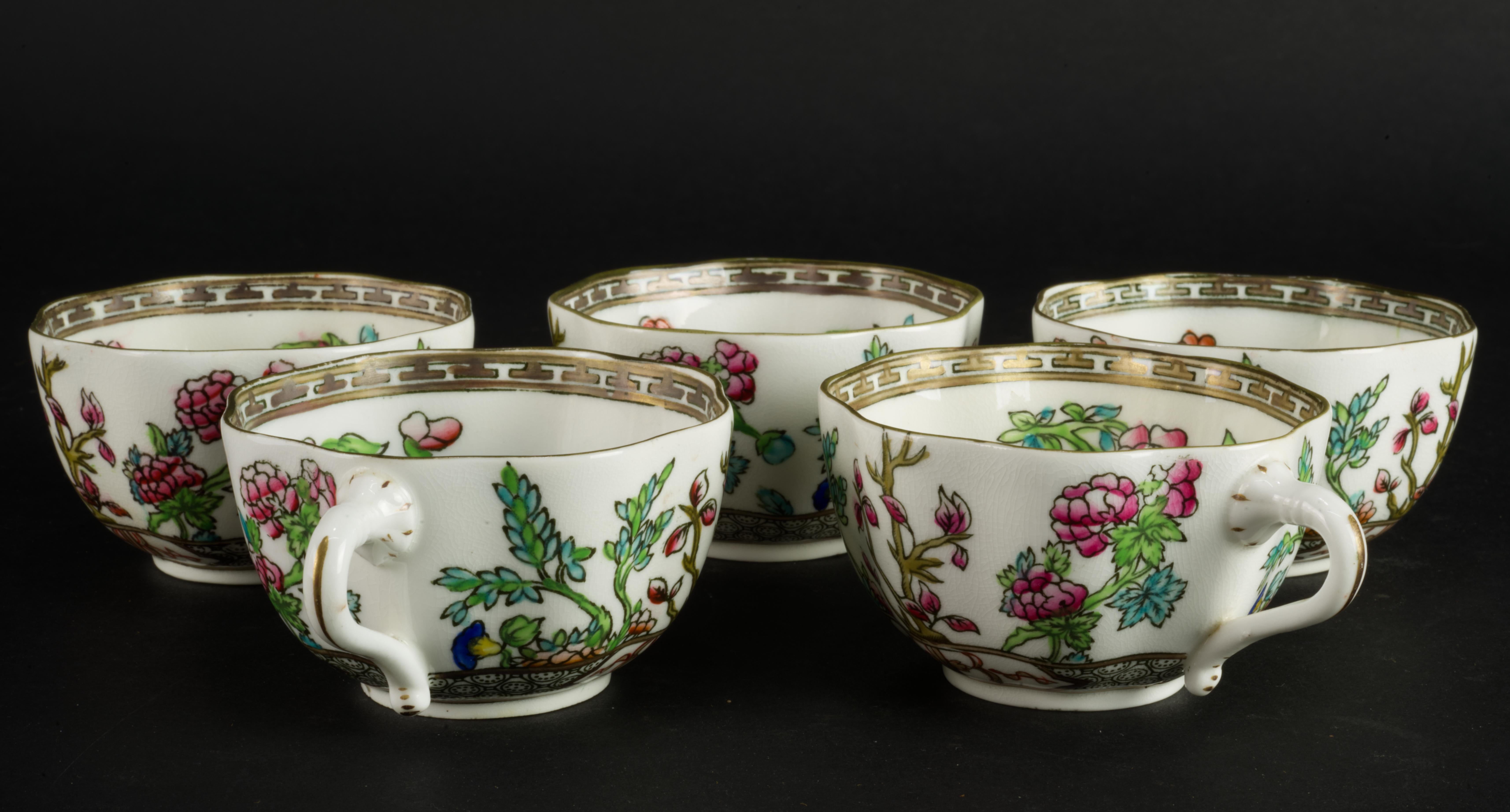 Rare Coalport England Indian Tree Set of 5 Cups with Plates and Serving Platter  For Sale 2