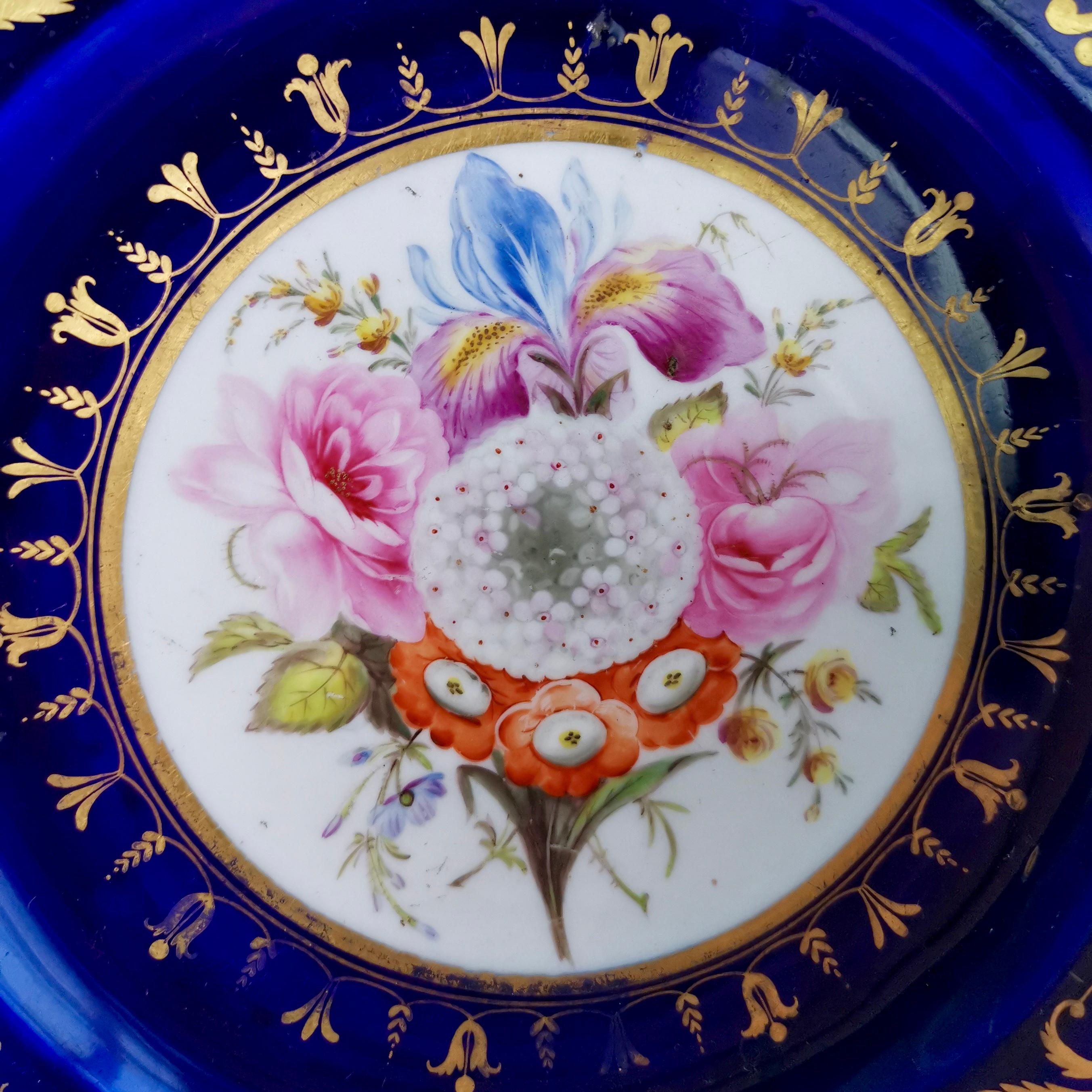 This is a stunning and very rare plate made by Coalport in circa 1800.

Coalport was one of the leading potters in 19th and 20th century, coming out with many innovative designs. The pottery emerged around the year 1800 in Shropshire, right on the