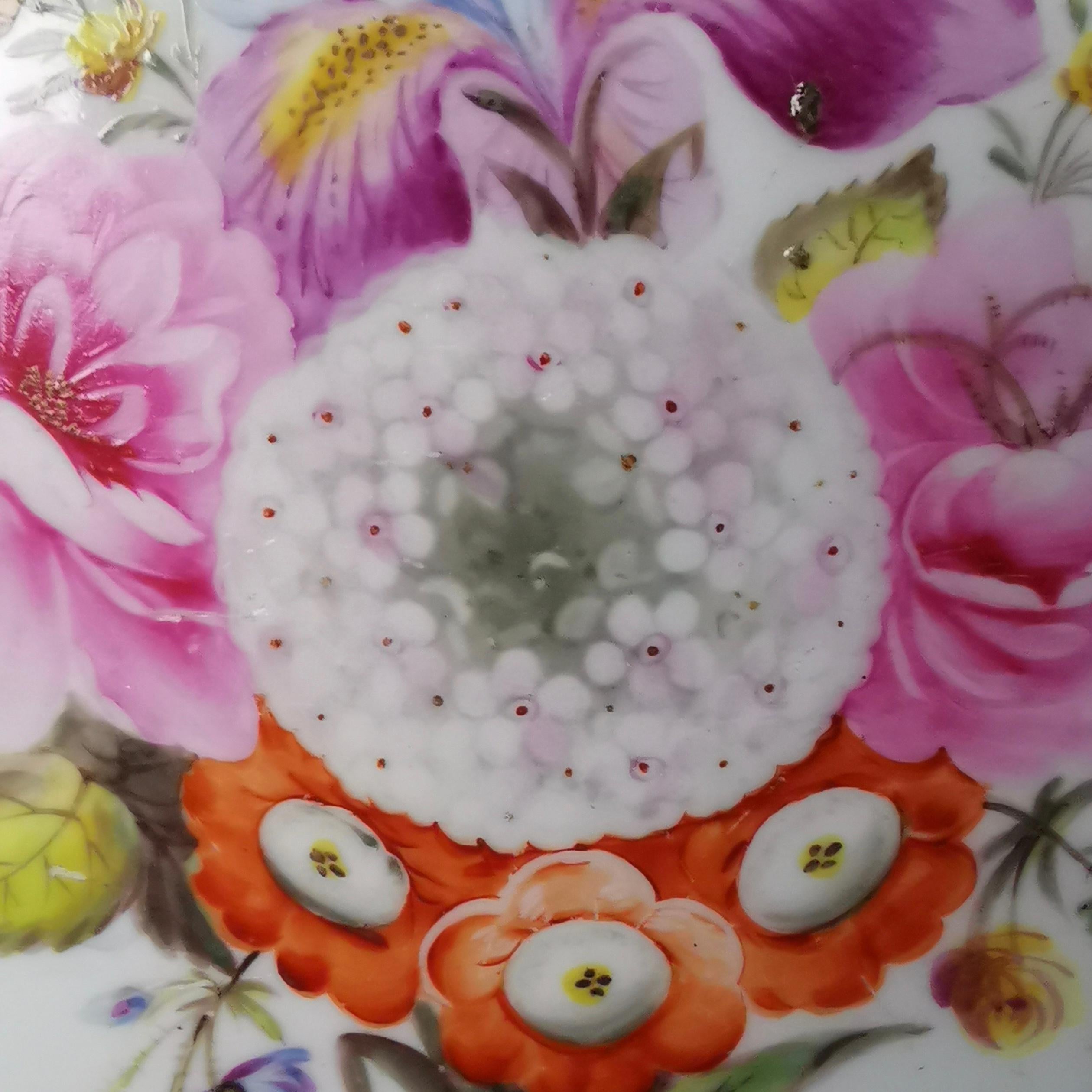 Early 19th Century Rare Coalport John Rose Plate, Cobalt Blue, Sublime Flowers and Gilt, circa 1800