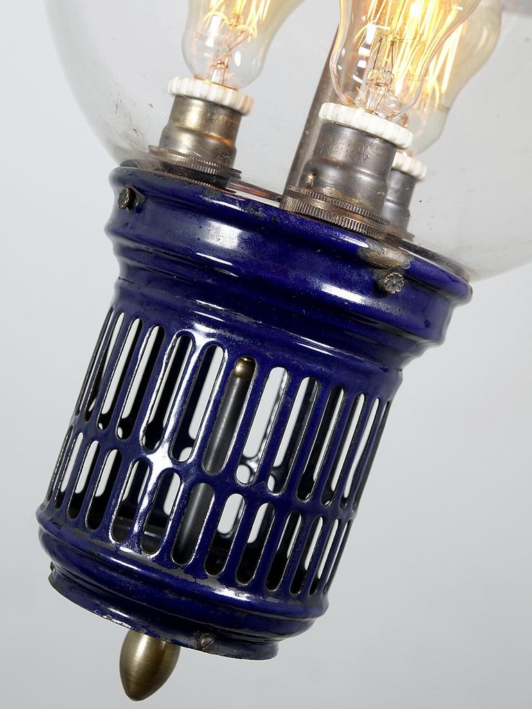 Rare Cobalt Blue 1901 Humphrey Gas Lamp, Electrified at 1stDibs