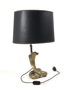 Rare "COBRA" Gold Brass Table Lamp, 1970's