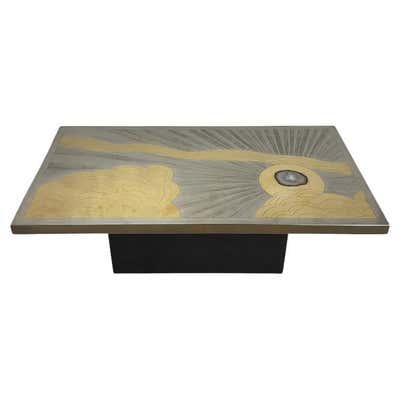 Georges Mathias Coffee Table in Etched Brass For Sale at 1stDibs