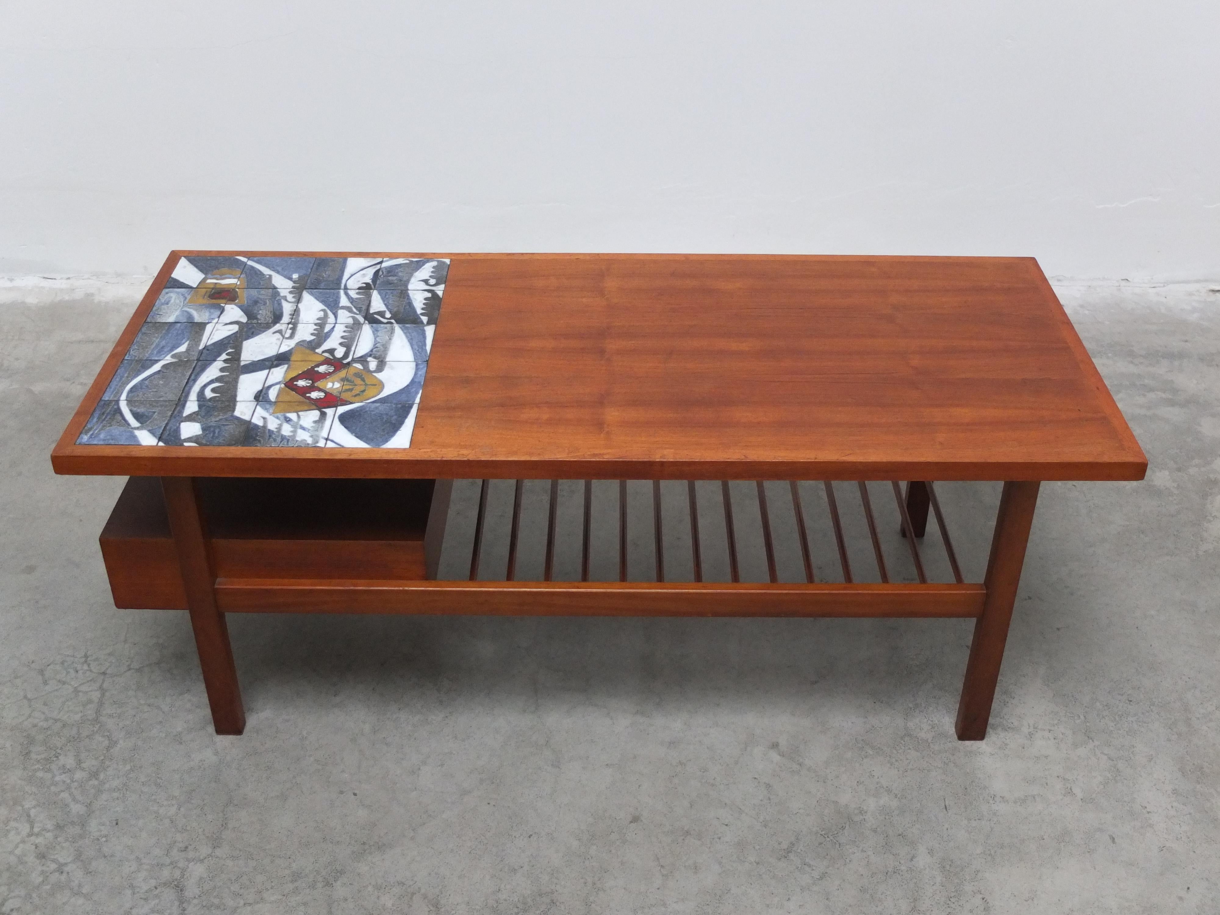 Seltener Couchtisch mit Keramik von Jos De Mey für Van Den Berghe-Pauvers, 1960er Jahre im Angebot 4