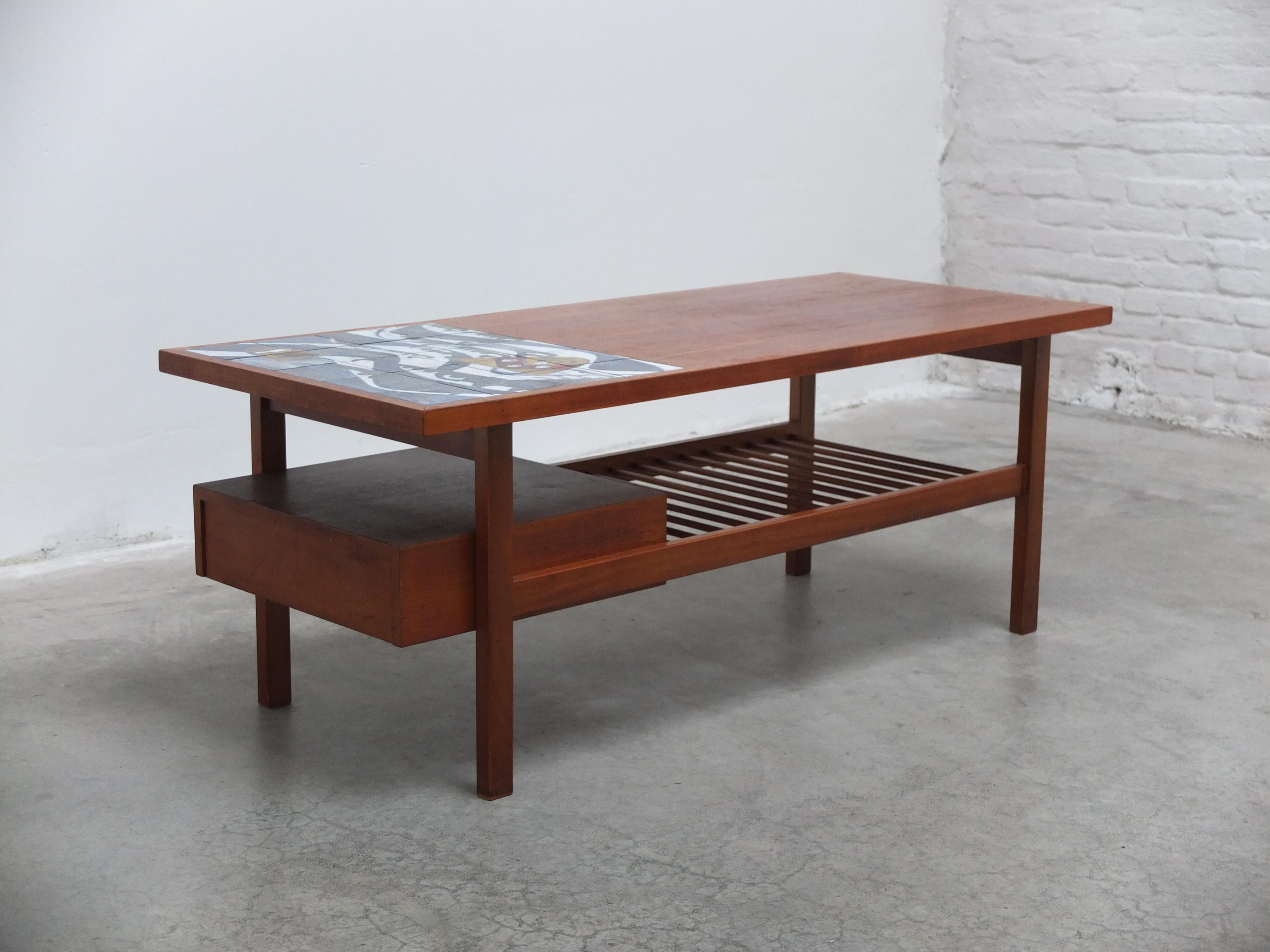 Seltener Couchtisch mit Keramik von Jos De Mey für Van Den Berghe-Pauvers, 1960er Jahre im Angebot 14