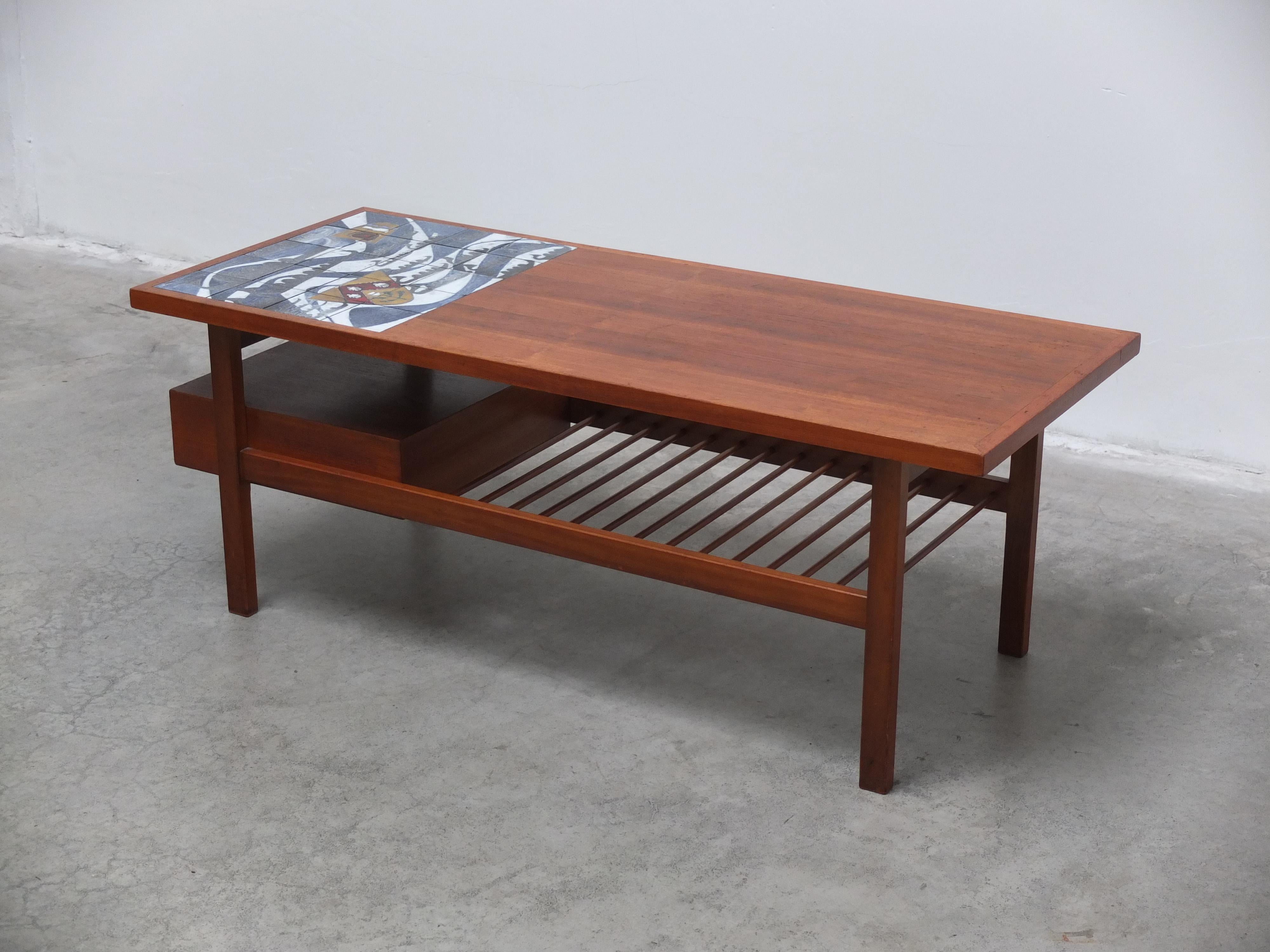 Seltener Couchtisch mit Keramik von Jos De Mey für Van Den Berghe-Pauvers, 1960er Jahre im Angebot 3