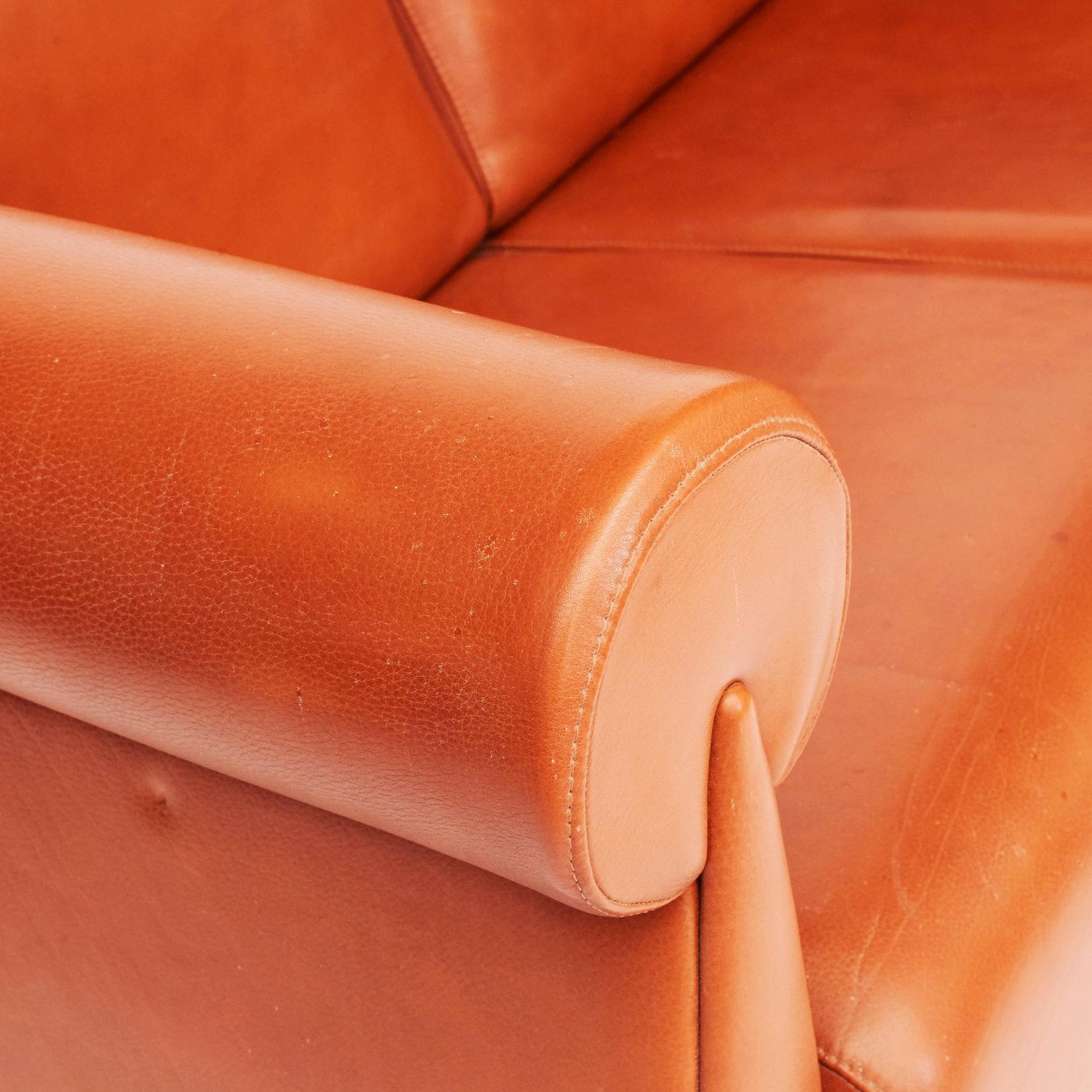 Rare Cognac Colored Leather Sofa by Klaus Wettergren For Sale 4