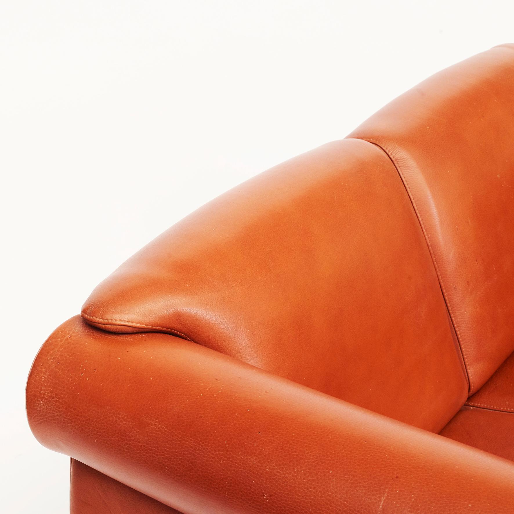 Rare Cognac Colored Leather Sofa by Klaus Wettergren For Sale 5