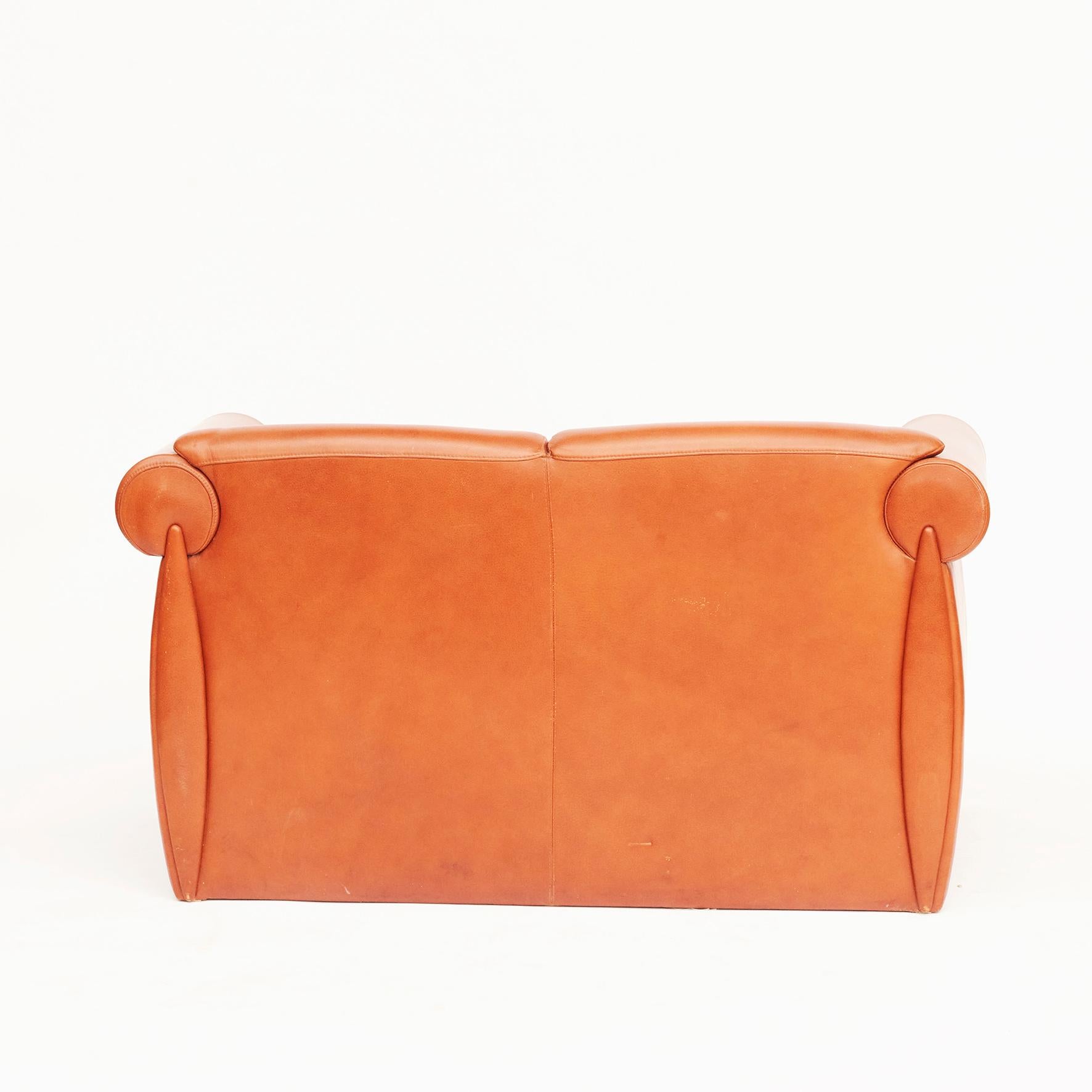 European Rare Cognac Colored Leather Sofa by Klaus Wettergren For Sale