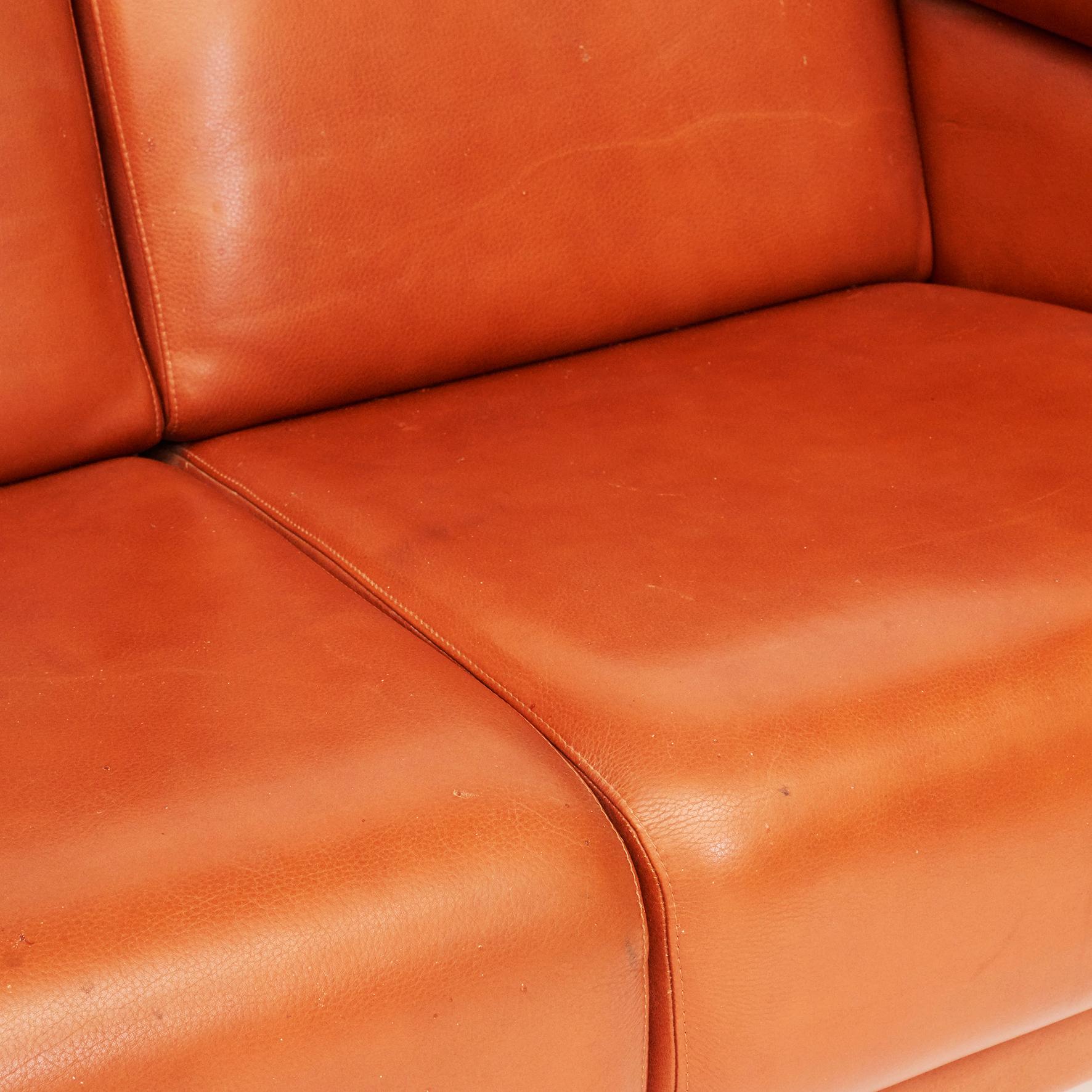 Rare Cognac Colored Leather Sofa by Klaus Wettergren For Sale 1