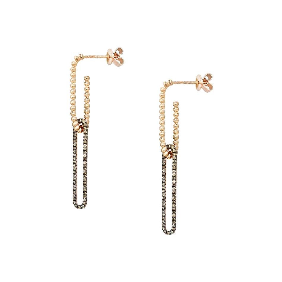 Boucles d'oreilles en goutte rares en or jaune avec diamants cognac