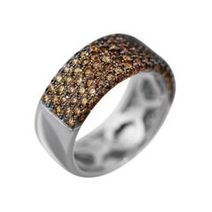 Rare Cognac White Diamond White 14k Gold Ring for Her