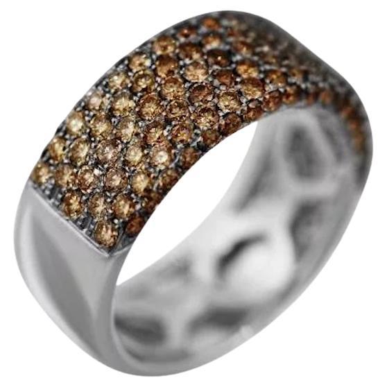 Rare Cognac White Diamond White 14k Gold Ring for Her For Sale