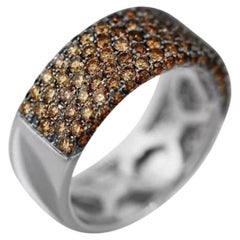 Rare bague en or blanc 14k avec diamants blancs de couleur cognac pour elle