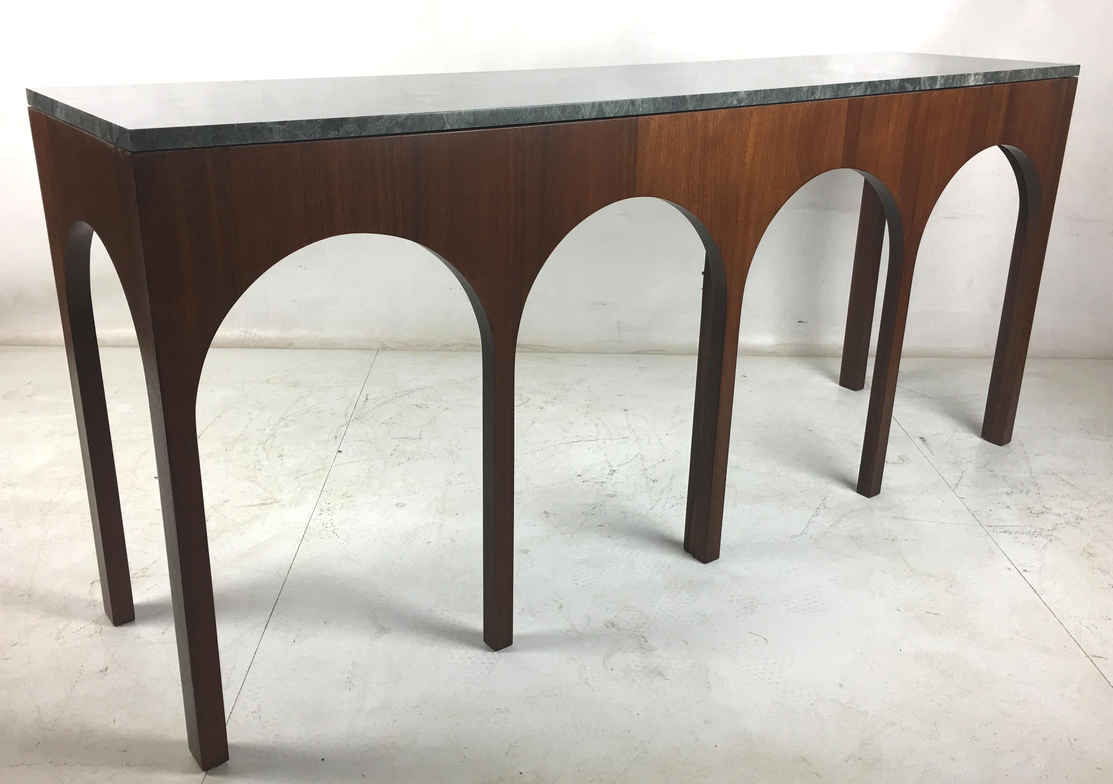 Mid-20th Century Rare Coliseum Console with Marble Top by T.H. Robsjohn-Gibbings