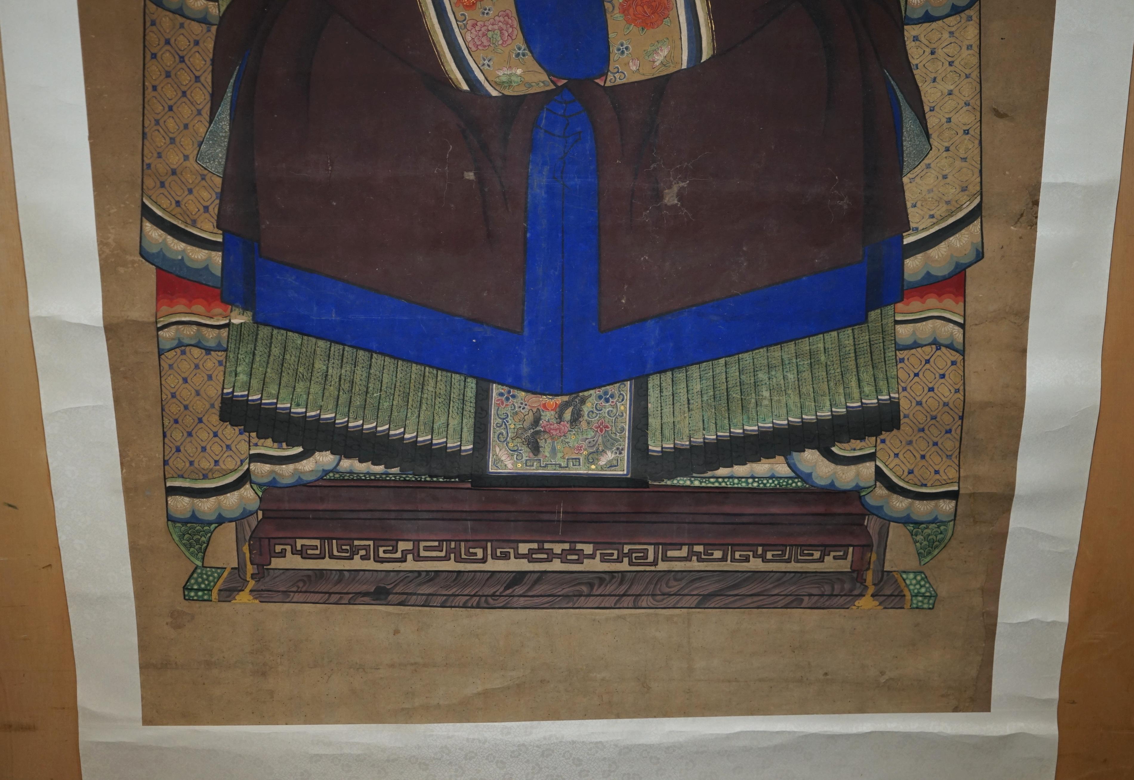 RARES & SAMMELBARES 2,4 METER HOHES ANTiQUE CIRCA 1860 CHINESISCHES ANCESTRAL PORTRAIT im Angebot 3