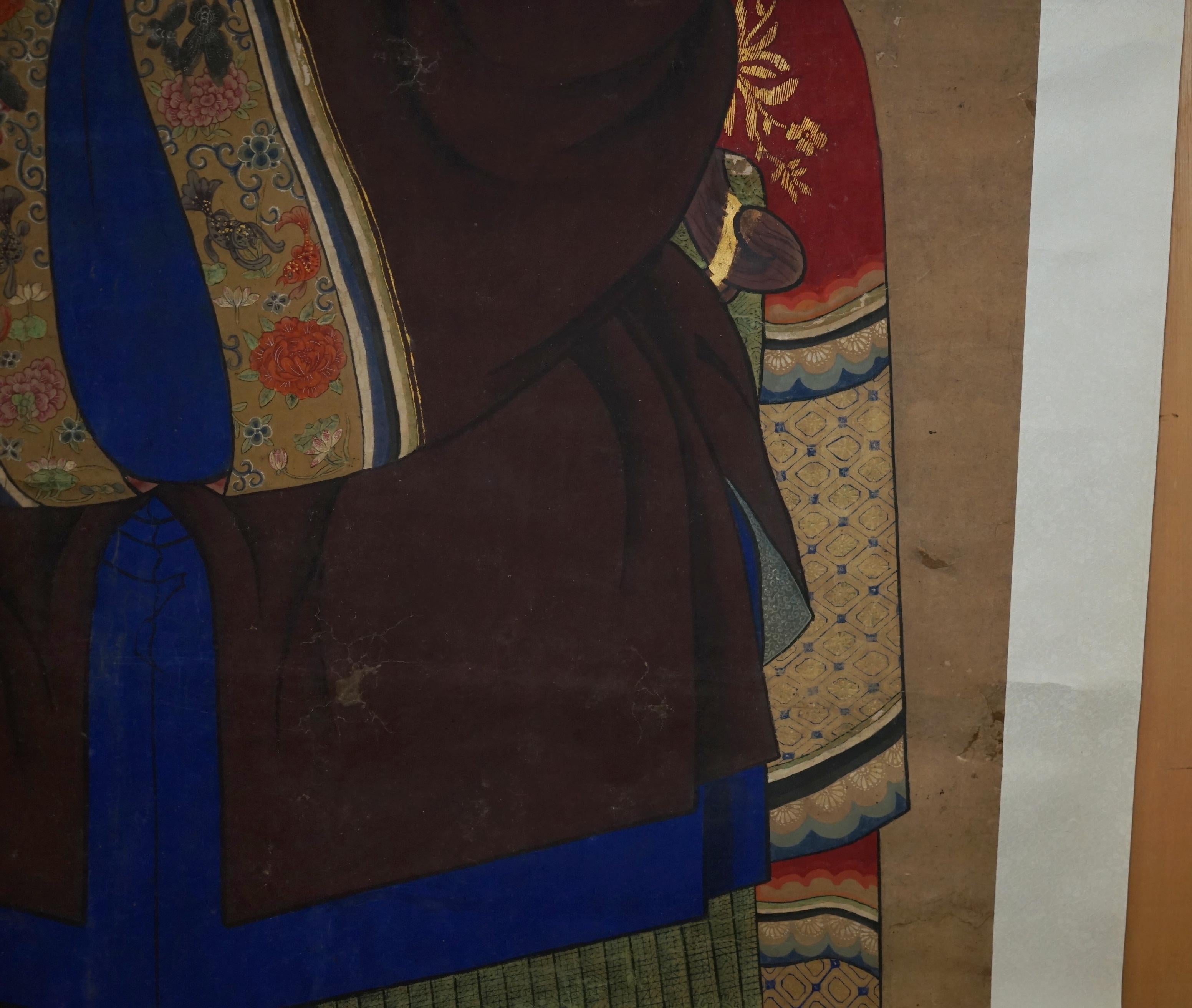 RARES & SAMMELBARES 2,4 METER HOHES ANTiQUE CIRCA 1860 CHINESISCHES ANCESTRAL PORTRAIT im Angebot 5