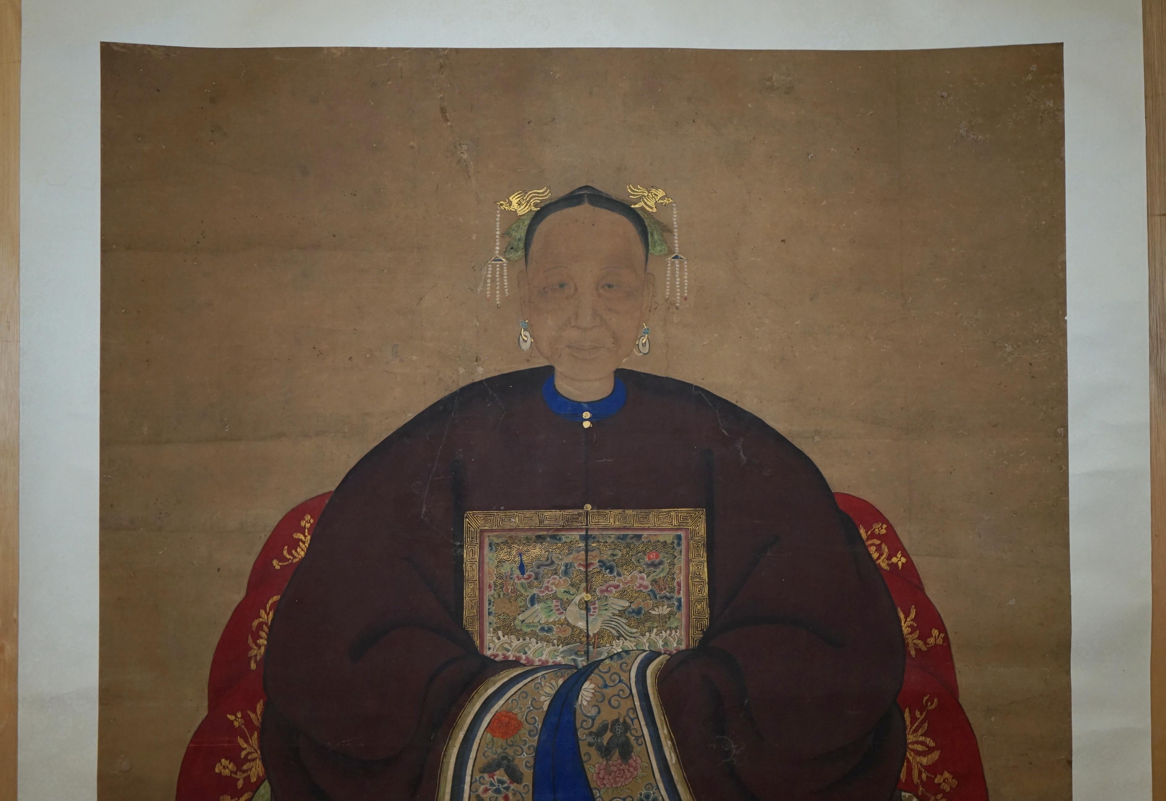 RARES & SAMMELBARES 2,4 METER HOHES ANTiQUE CIRCA 1860 CHINESISCHES ANCESTRAL PORTRAIT (Chinesischer Export) im Angebot