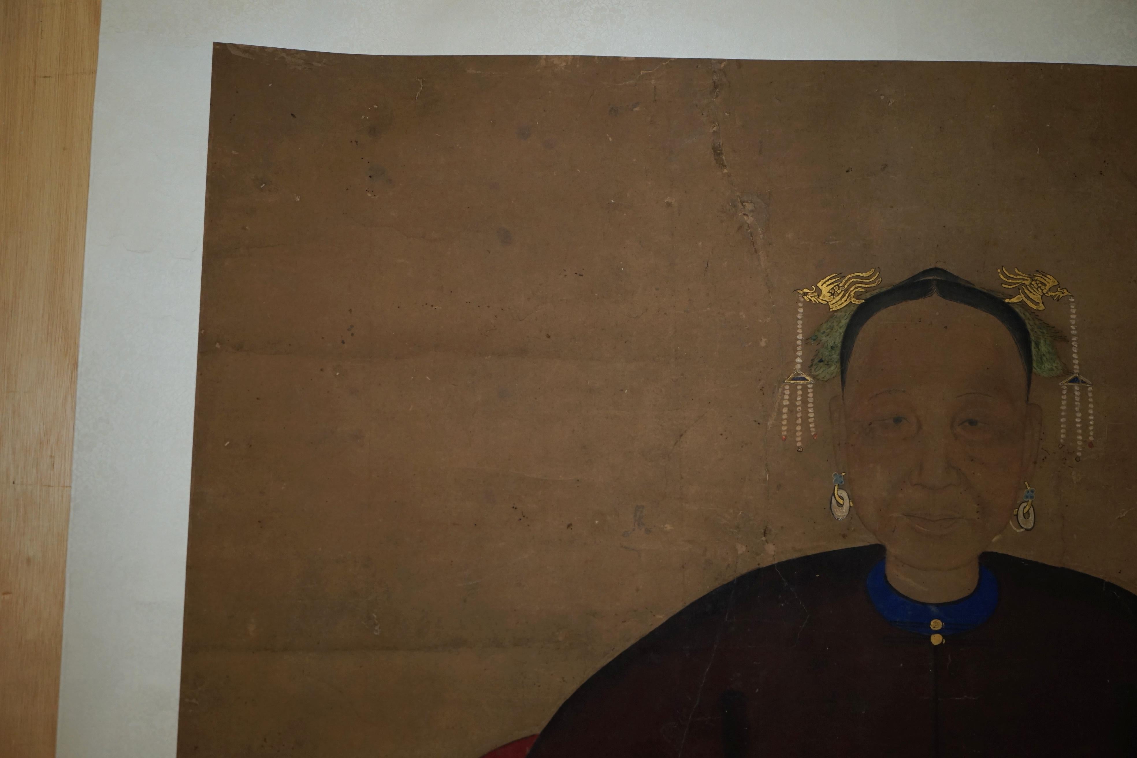 RARES & SAMMELBARES 2,4 METER HOHES ANTiQUE CIRCA 1860 CHINESISCHES ANCESTRAL PORTRAIT (Handgefertigt) im Angebot