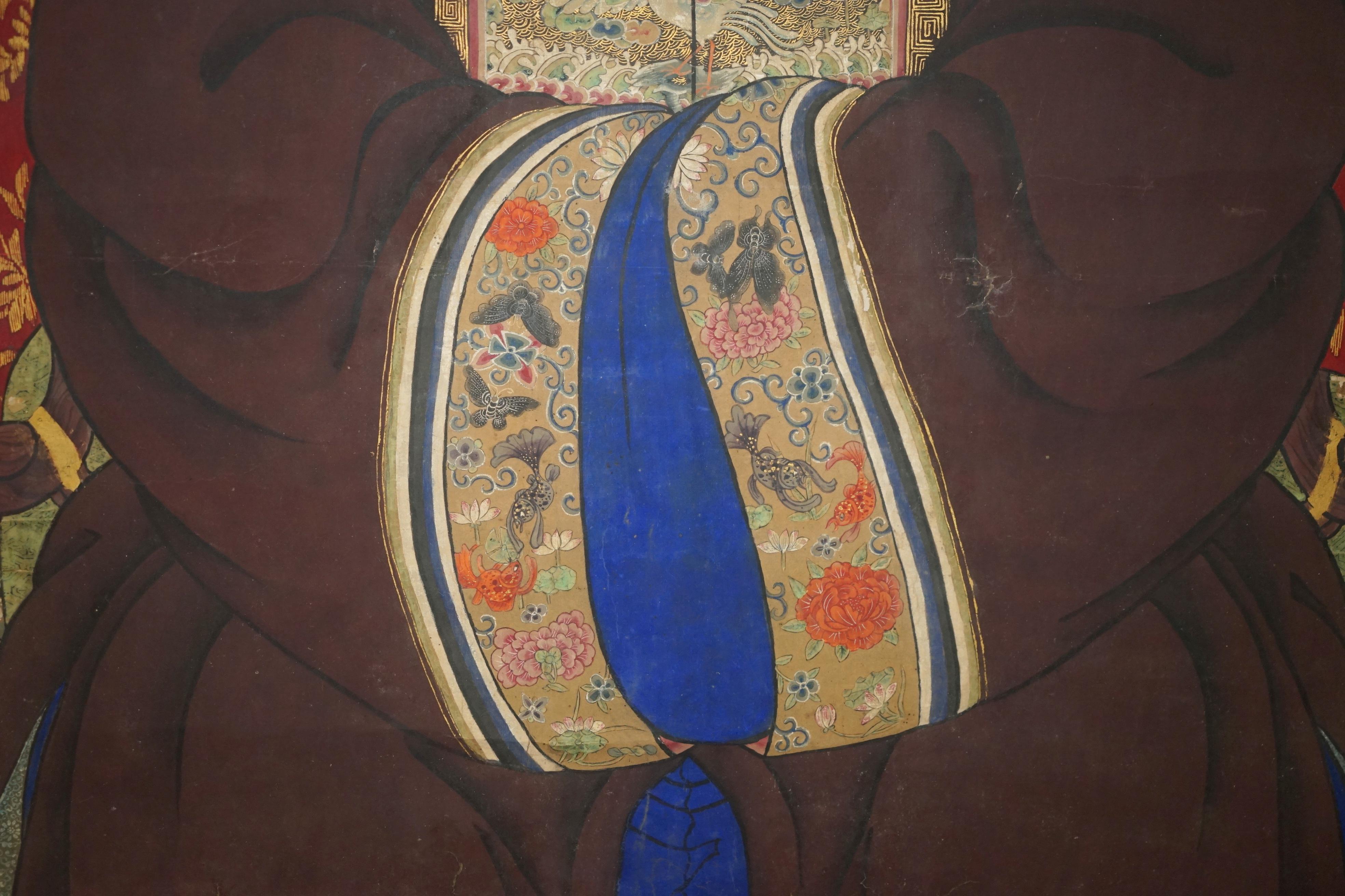 RARES & SAMMELBARES 2,4 METER HOHES ANTiQUE CIRCA 1860 CHINESISCHES ANCESTRAL PORTRAIT (Papier) im Angebot