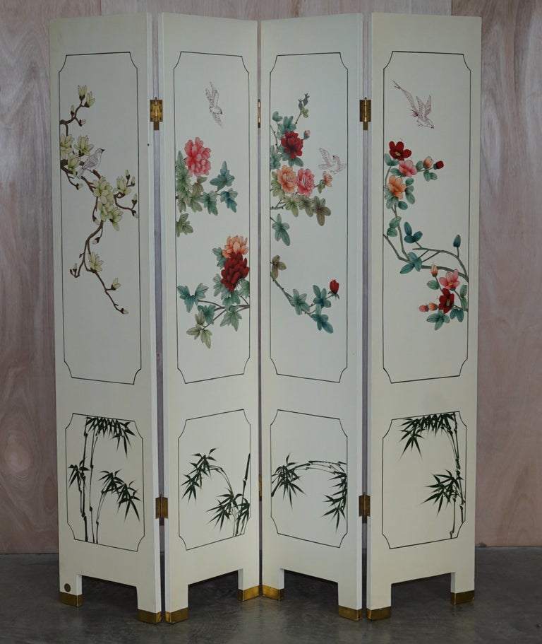 Rare & Collectable Vintage Chinese Export Hardstone Folding Screen Room Divider For Sale 11