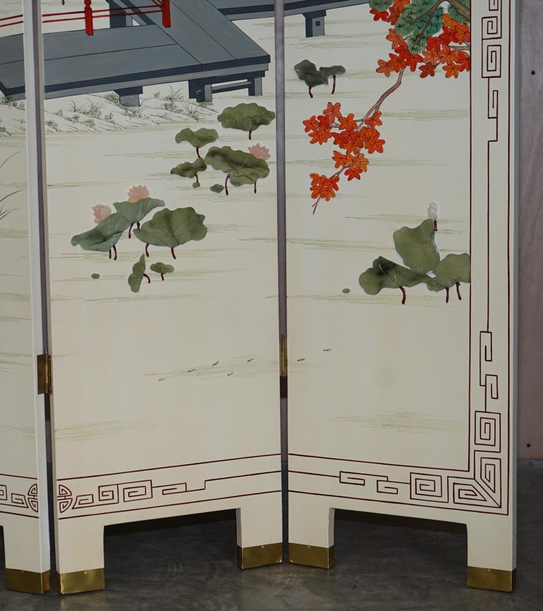 Mid-20th Century Rare & Collectable Vintage Chinese Export Hardstone Folding Screen Room Divider For Sale