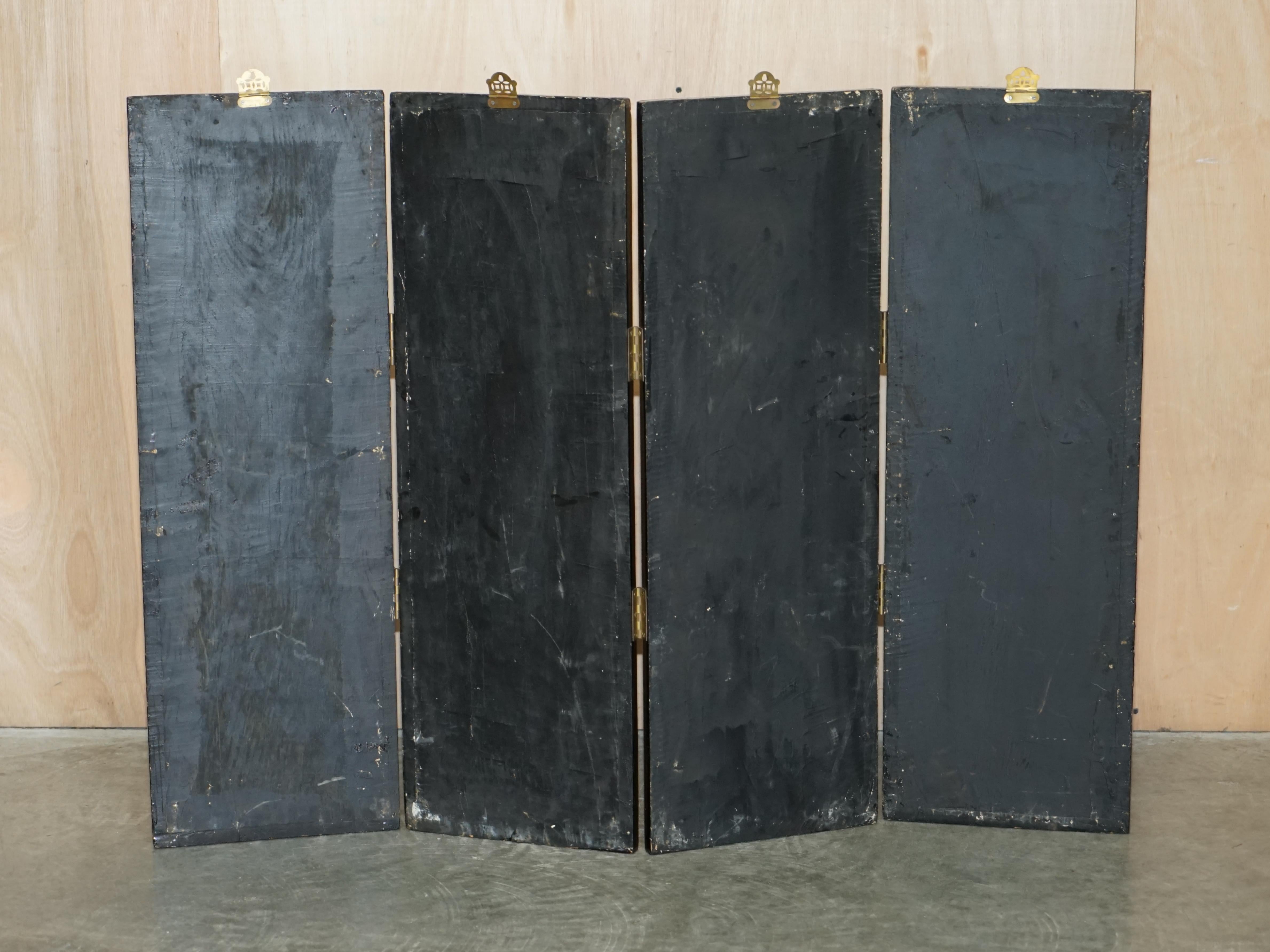 Rare & Collectable Antique Chinese Export Soapstone Folding Screen Room Divider For Sale 13