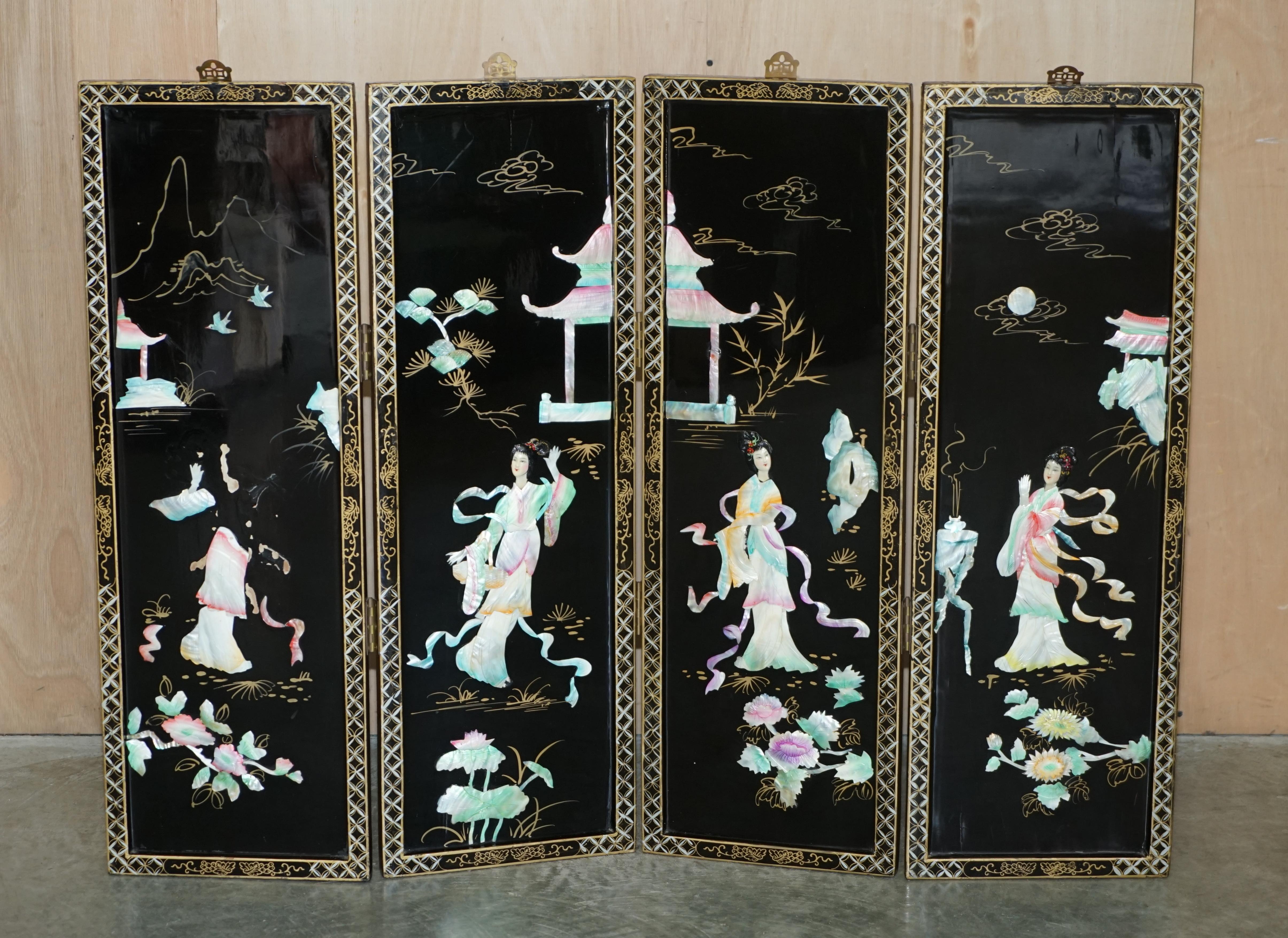 We are delighted to offer for sale this extremely well made and highly collectable Chinese Export circa 1920’s Soapstone room divider folding screen depicting Geisha Girls 

Please note the delivery fee listed is just a guide, it covers within the