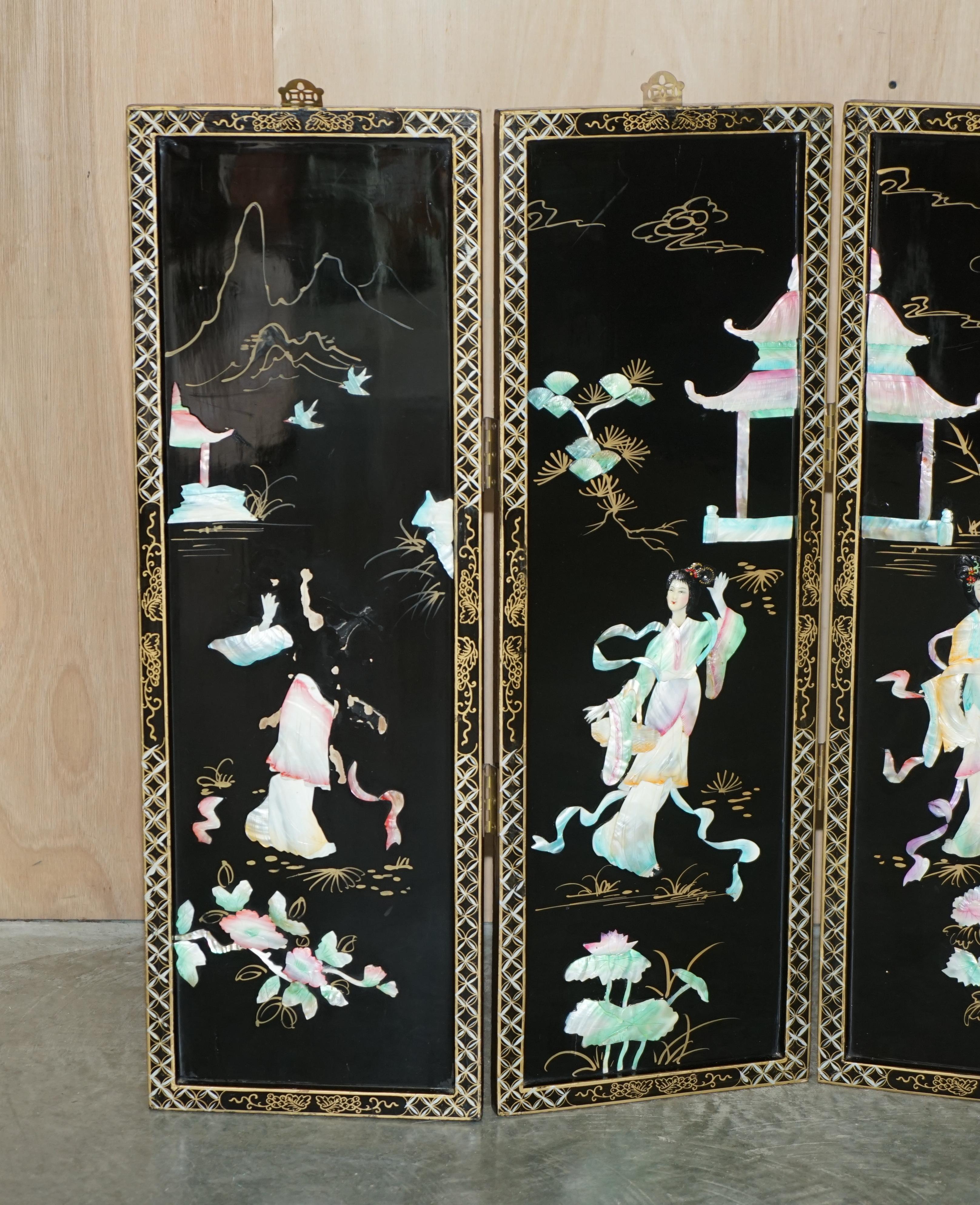 Hand-Crafted Rare & Collectable Antique Chinese Export Soapstone Folding Screen Room Divider For Sale