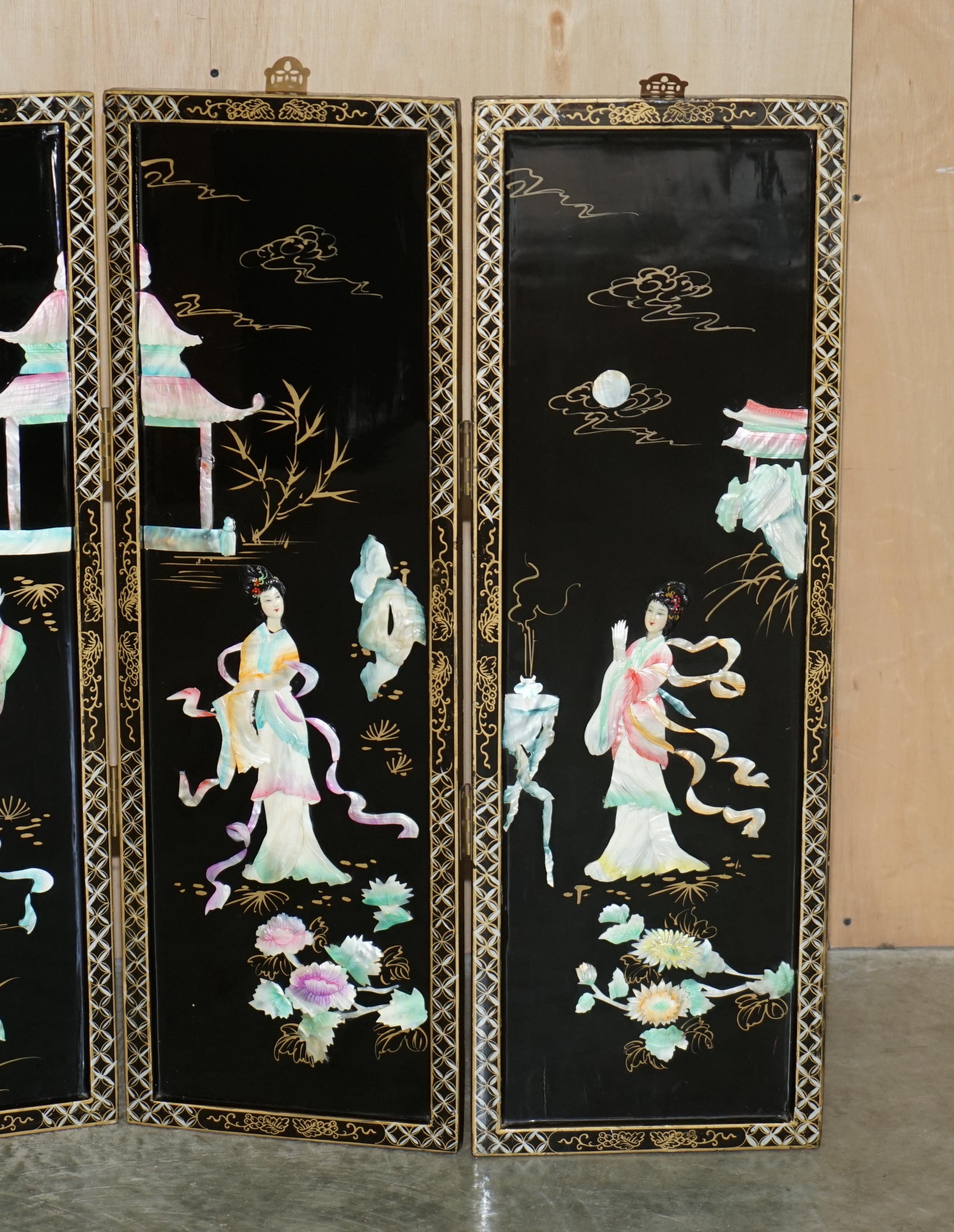 Early 20th Century Rare & Collectable Antique Chinese Export Soapstone Folding Screen Room Divider For Sale