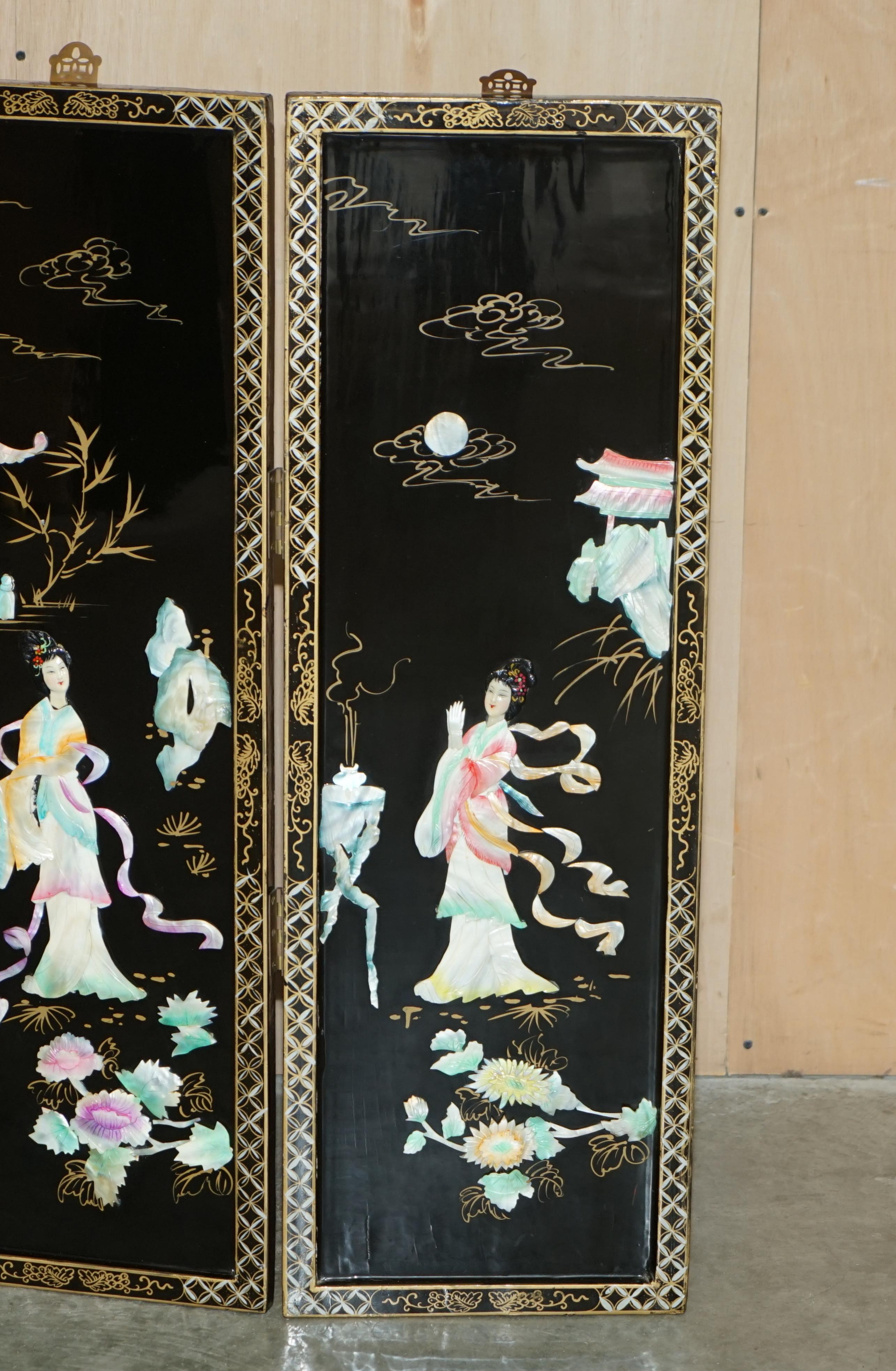 Rare & Collectable Antique Chinese Export Soapstone Folding Screen Room Divider For Sale 4