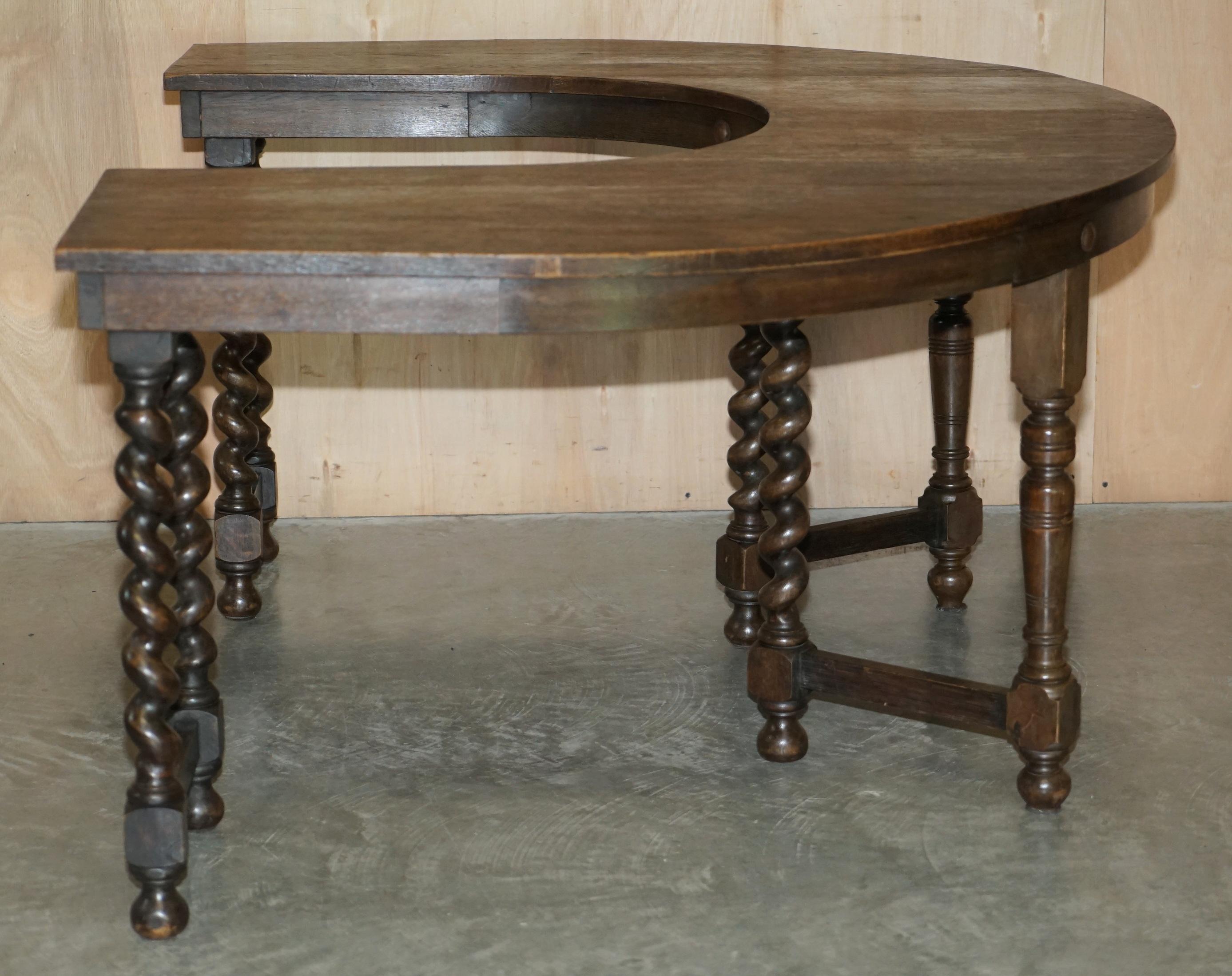 RARE & COLLECTABLE ANTIQUE JACOBEAN REVIVAL BARLEY TWiST LEG ENGLISH HUNT TABLE For Sale 5