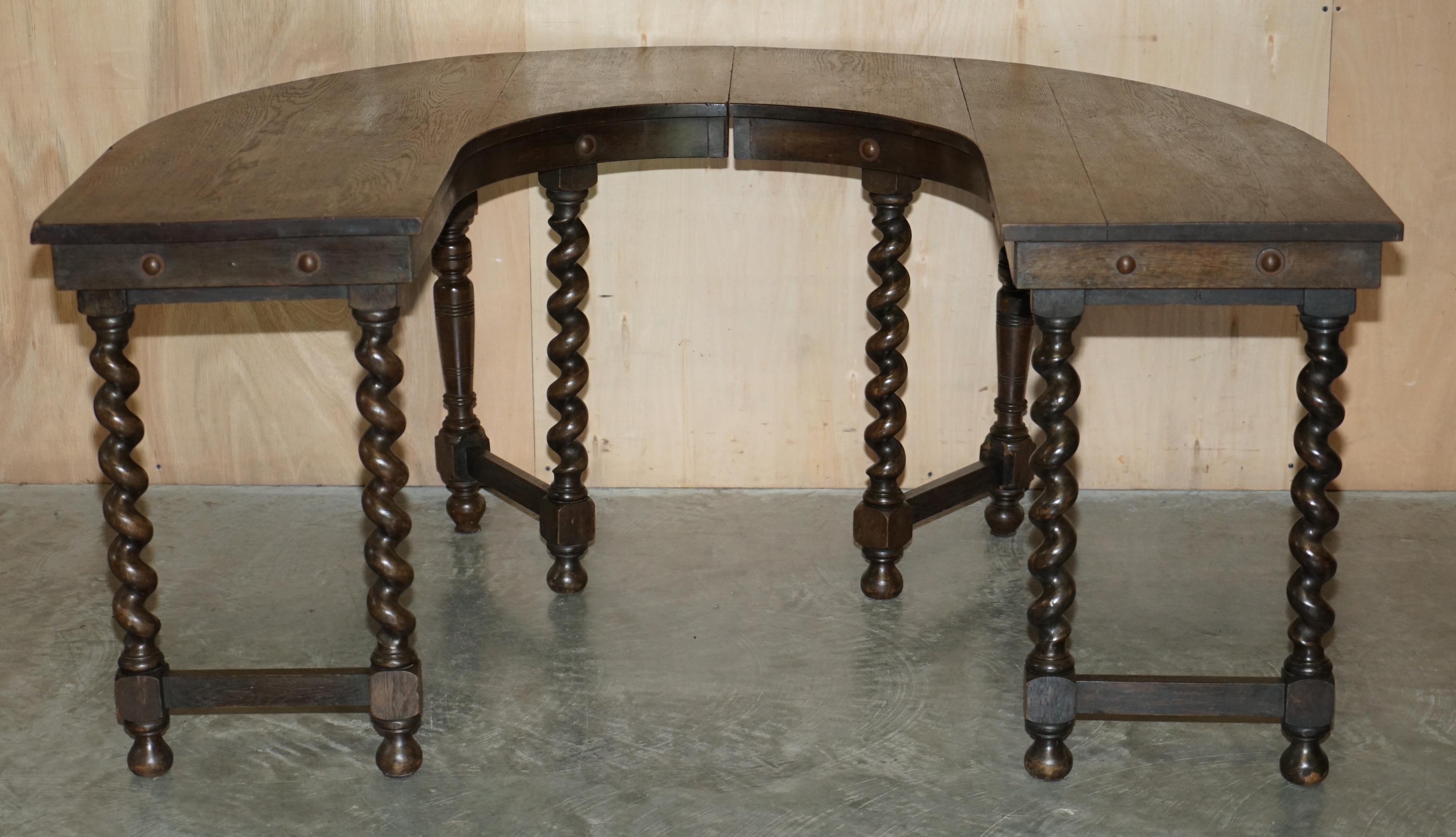 RARE & COLLECTABLE ANTIQUE JACOBEAN REVIVAL BARLEY TWiST LEG ENGLISH HUNT TABLE For Sale 6