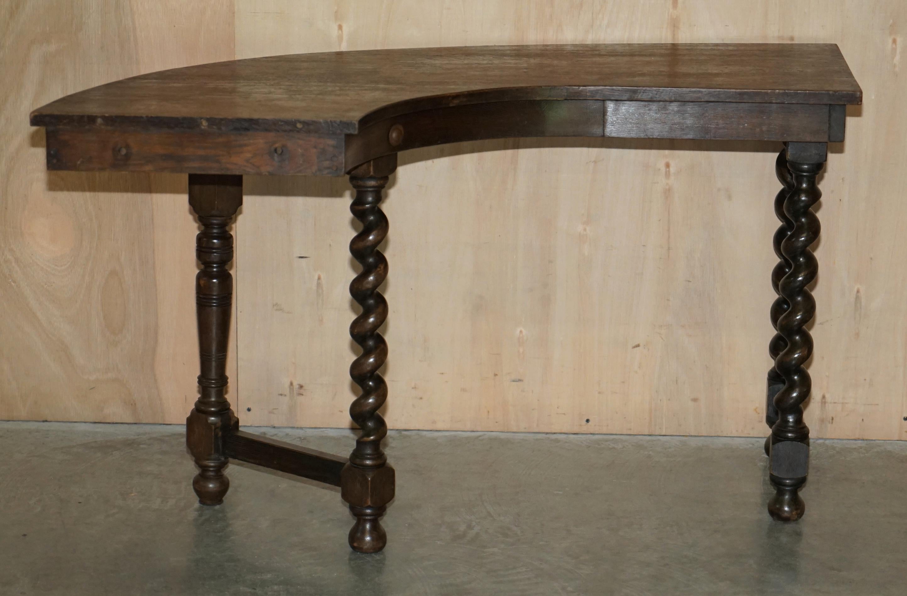 RARE & COLLECTABLE ANTIQUE JACOBEAN REVIVAL BARLEY TWiST LEG ENGLISH HUNT TABLE For Sale 10