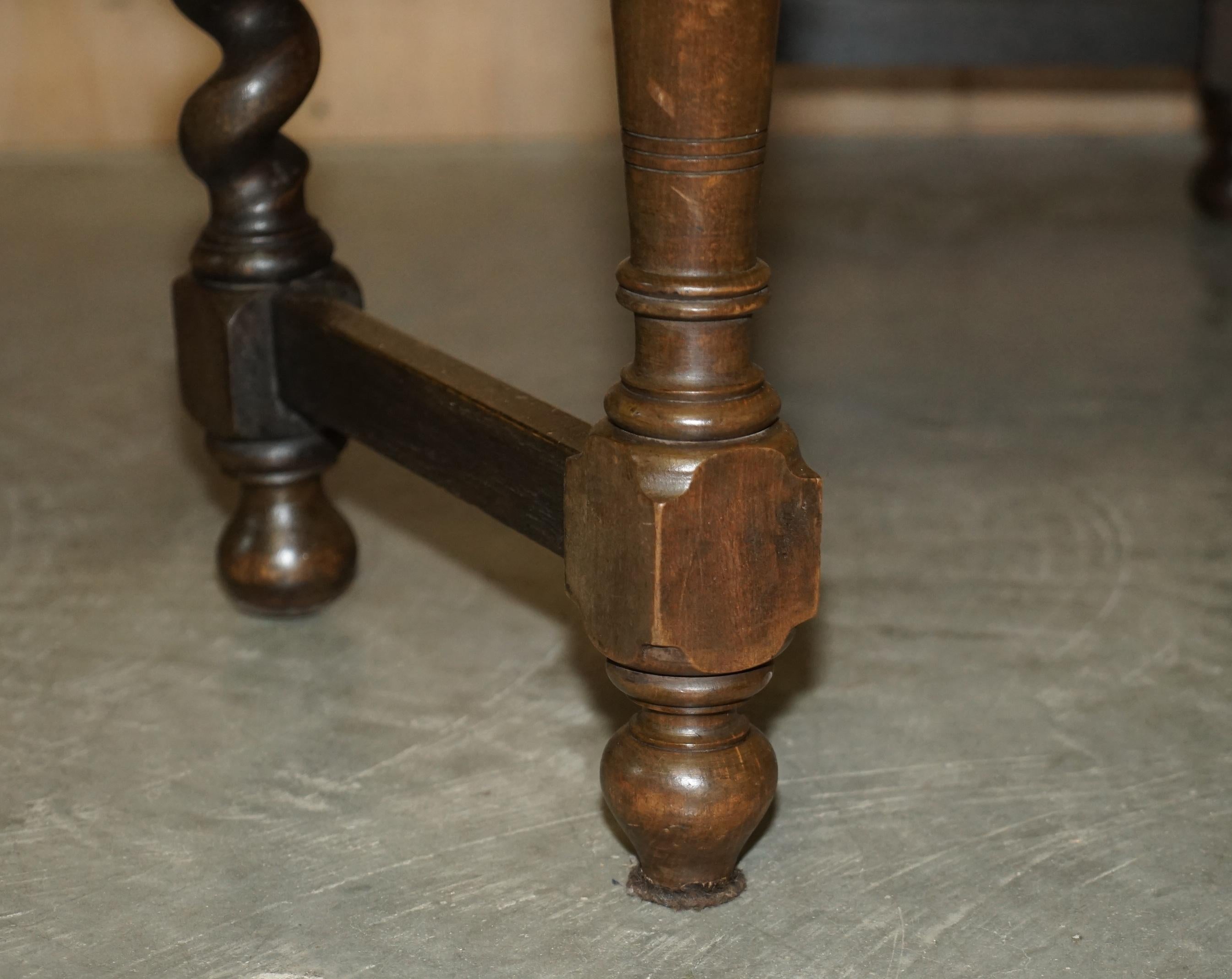 Hand-Crafted RARE & COLLECTABLE ANTIQUE JACOBEAN REVIVAL BARLEY TWiST LEG ENGLISH HUNT TABLE For Sale