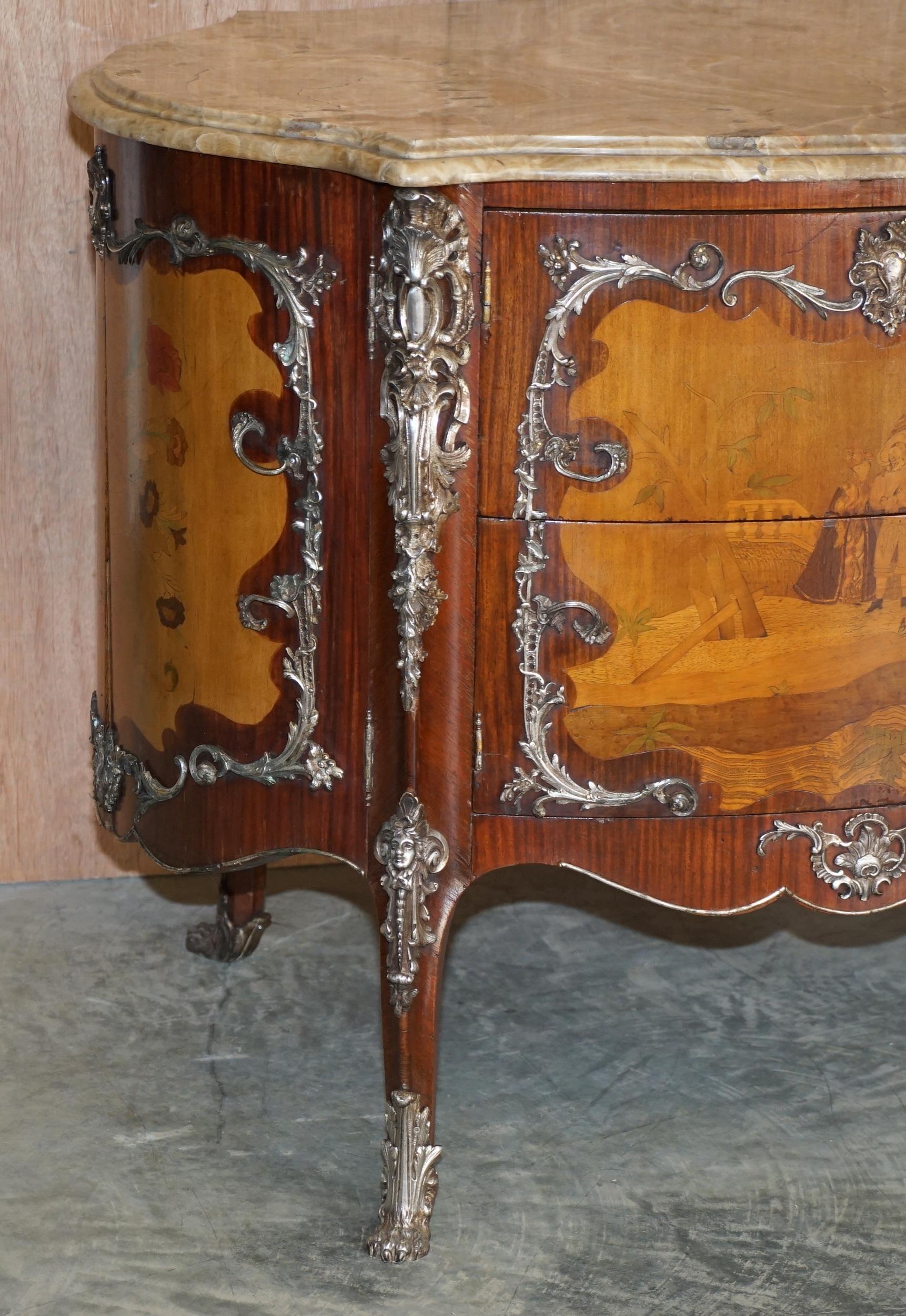 Hand-Crafted Rare & Collectable Germain Landrin circa 1750 French Marble Kingwood Sideboard For Sale