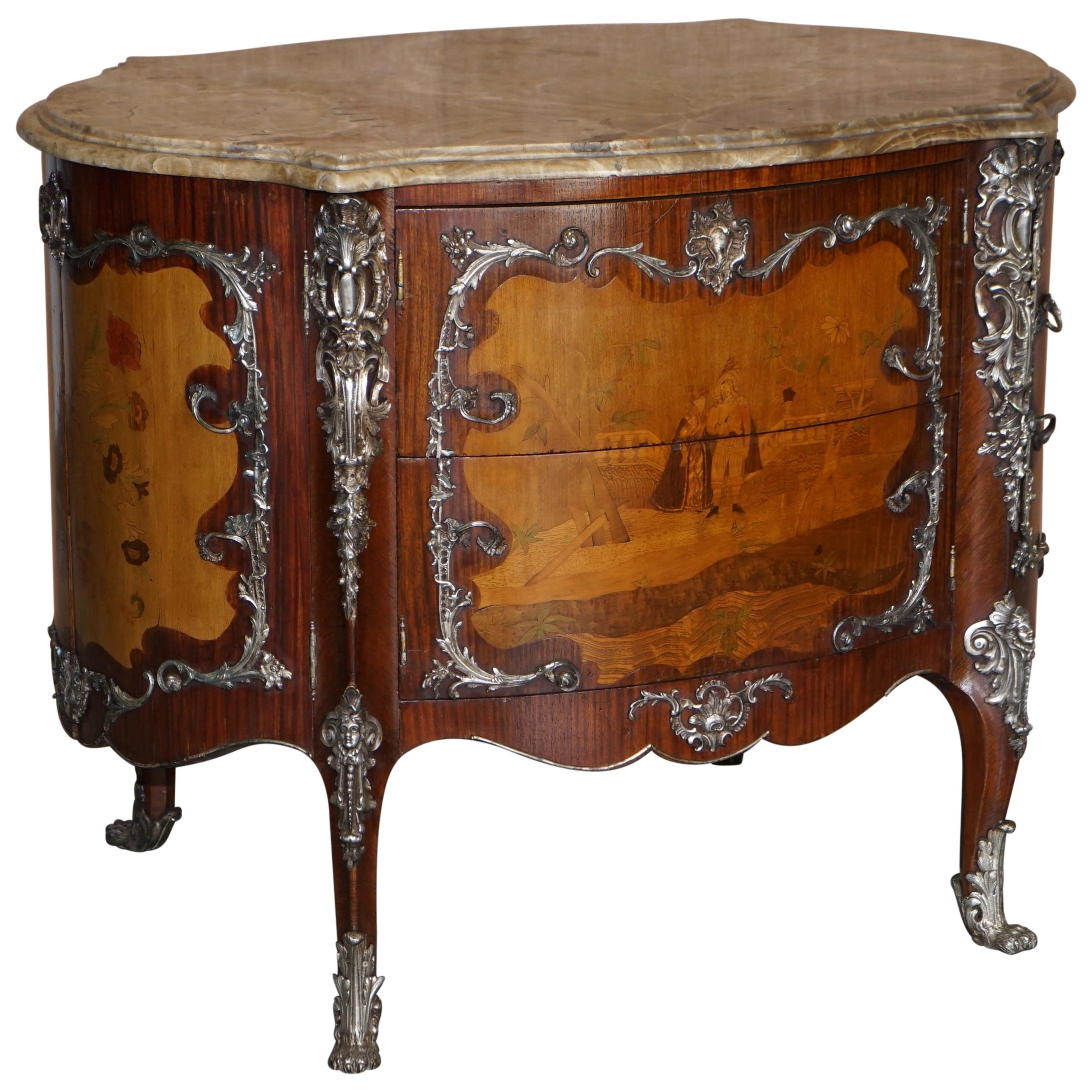 Rare & Collectable Germain Landrin circa 1750 French Marble Kingwood Sideboard For Sale