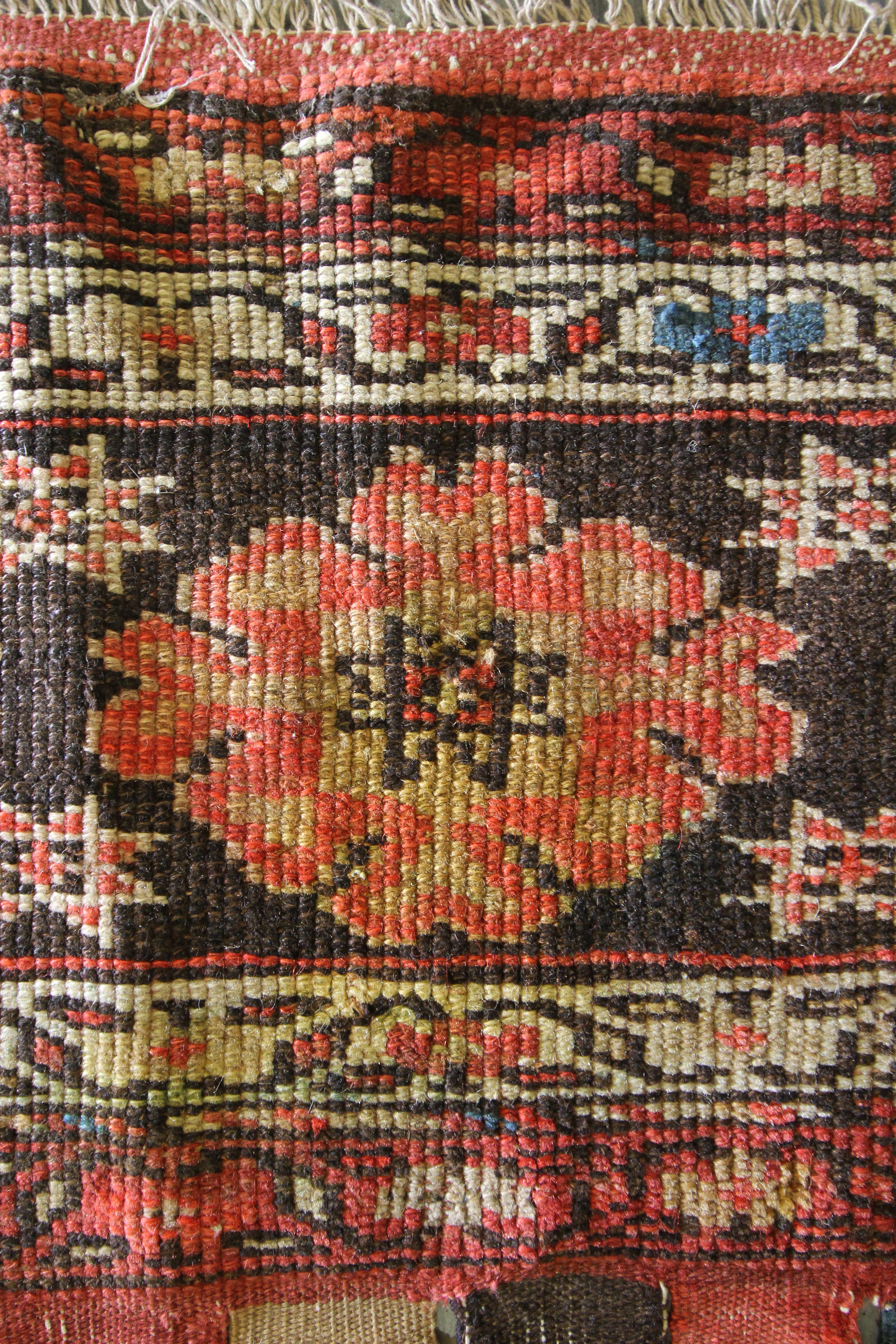 Vegetable Dyed Rare Collectible Antique Caucasian Rug, Traditional Rust Chuval Face Rug For Sale