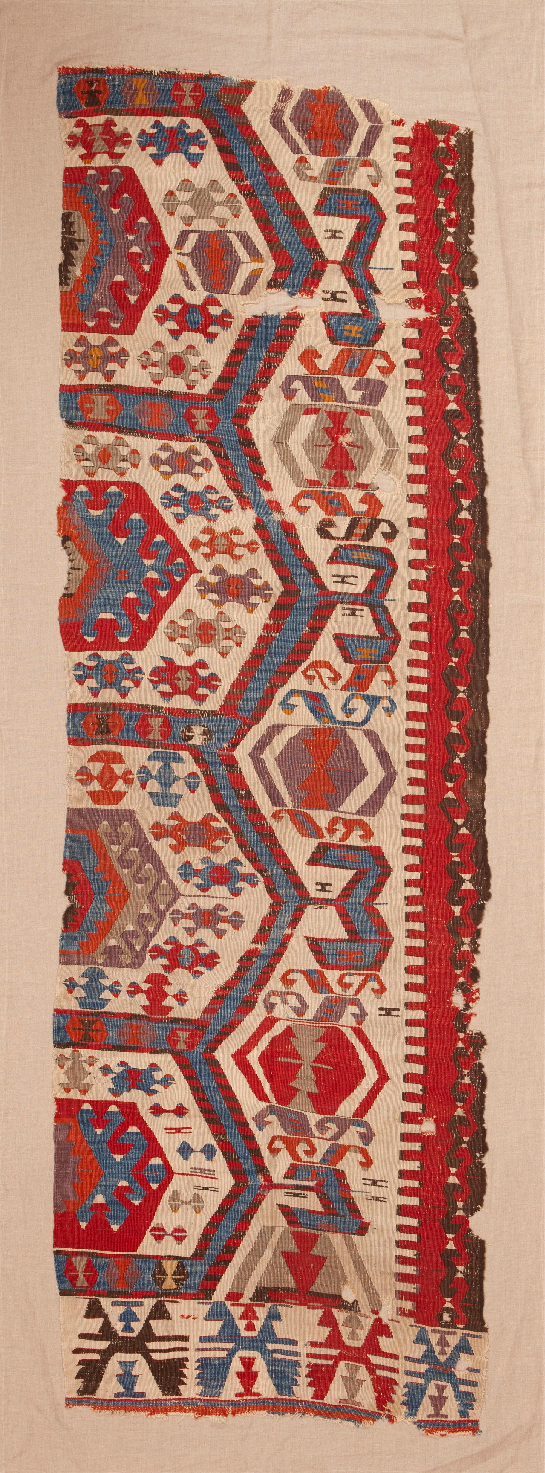 Breathtaking Rare Collectible Antique Early 19th Century Turkish Kilim Fragment, Country of Origin: Turkey, Circa date: 1880