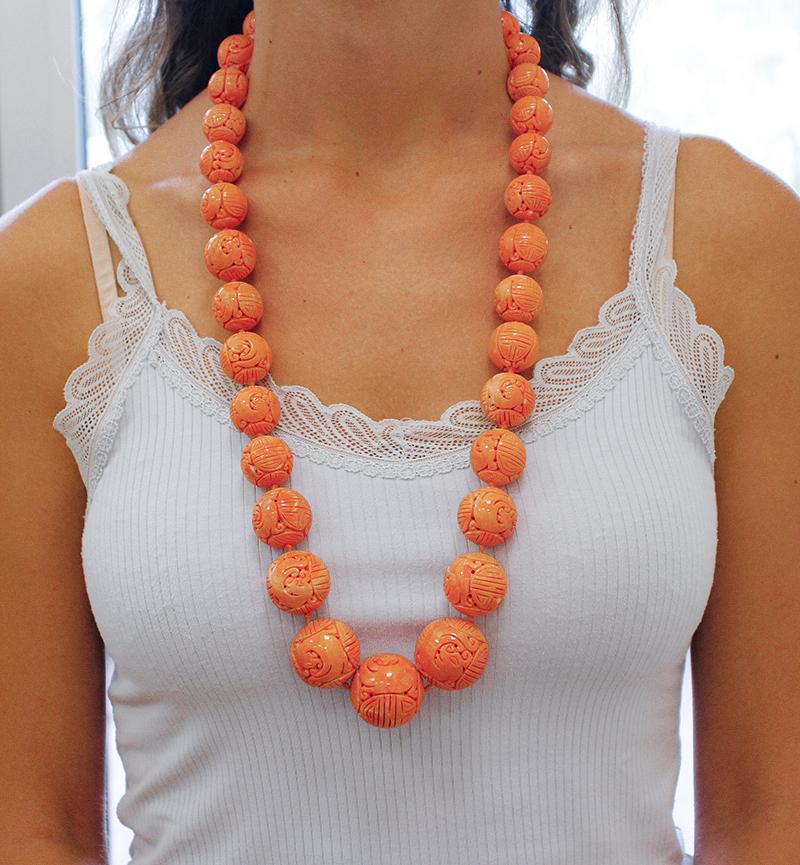 large coral necklace
