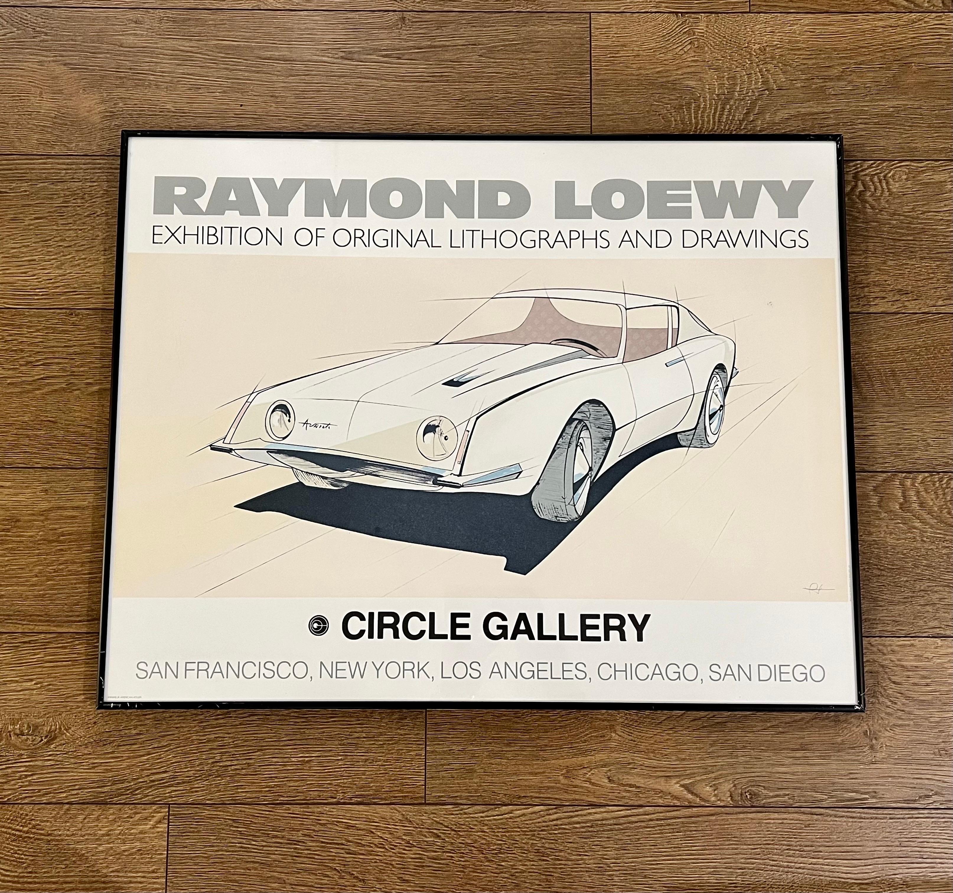 American Rare Collectible Exhibition Framed Poster of Raymond Loewy by Circle Gallery