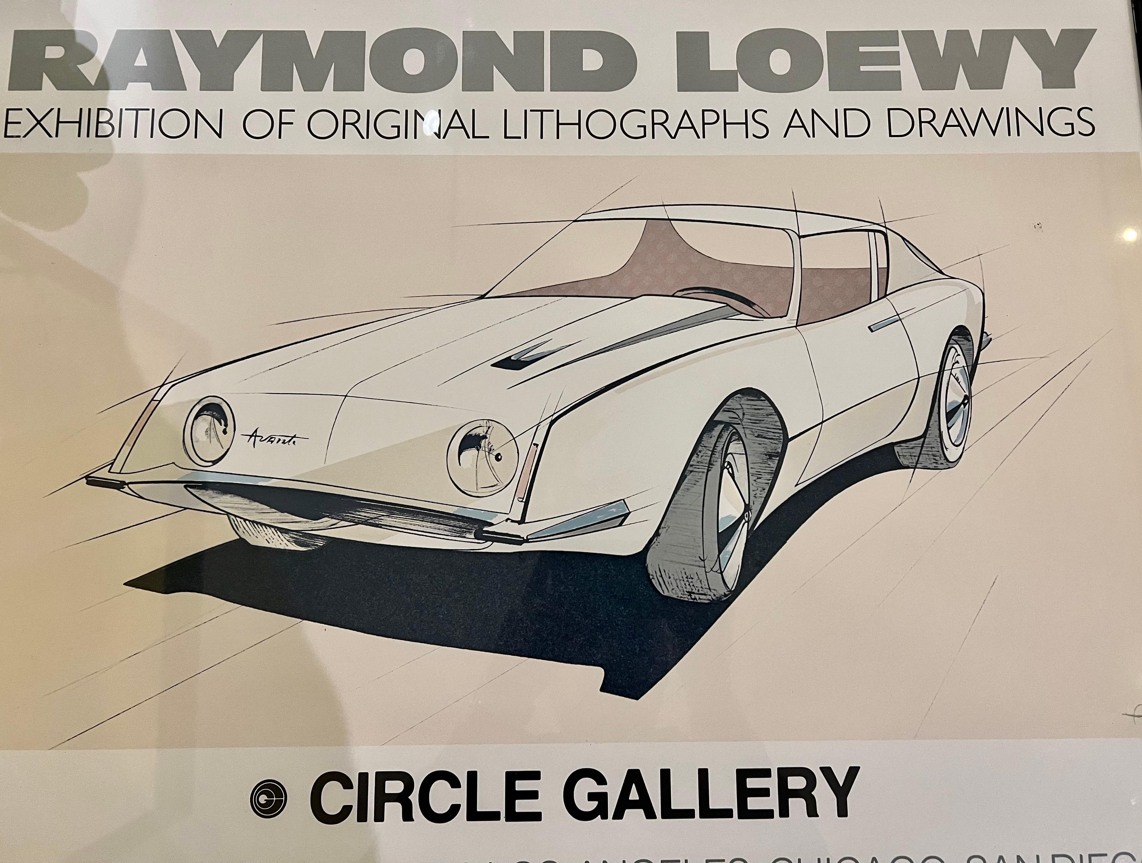 Rare Collectible Exhibition Framed Poster of Raymond Loewy by Circle Gallery In Good Condition In San Diego, CA
