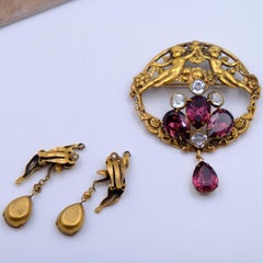 Rare Collectible Joseff of Hollywood Angels Pin and Earrings 1950s