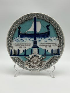 RARE Collectible Norwegian Viking Commemorative Plate - Porsgrund Porcelain 1972