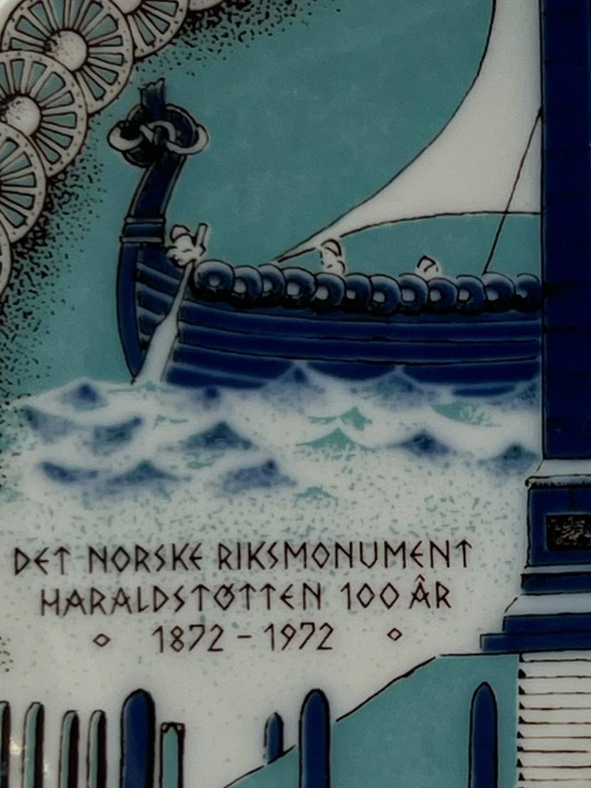 RARE Collectible Norwegische Wikinger Gedenkteller - Porsgrund Porzellan 1972 im Angebot 1
