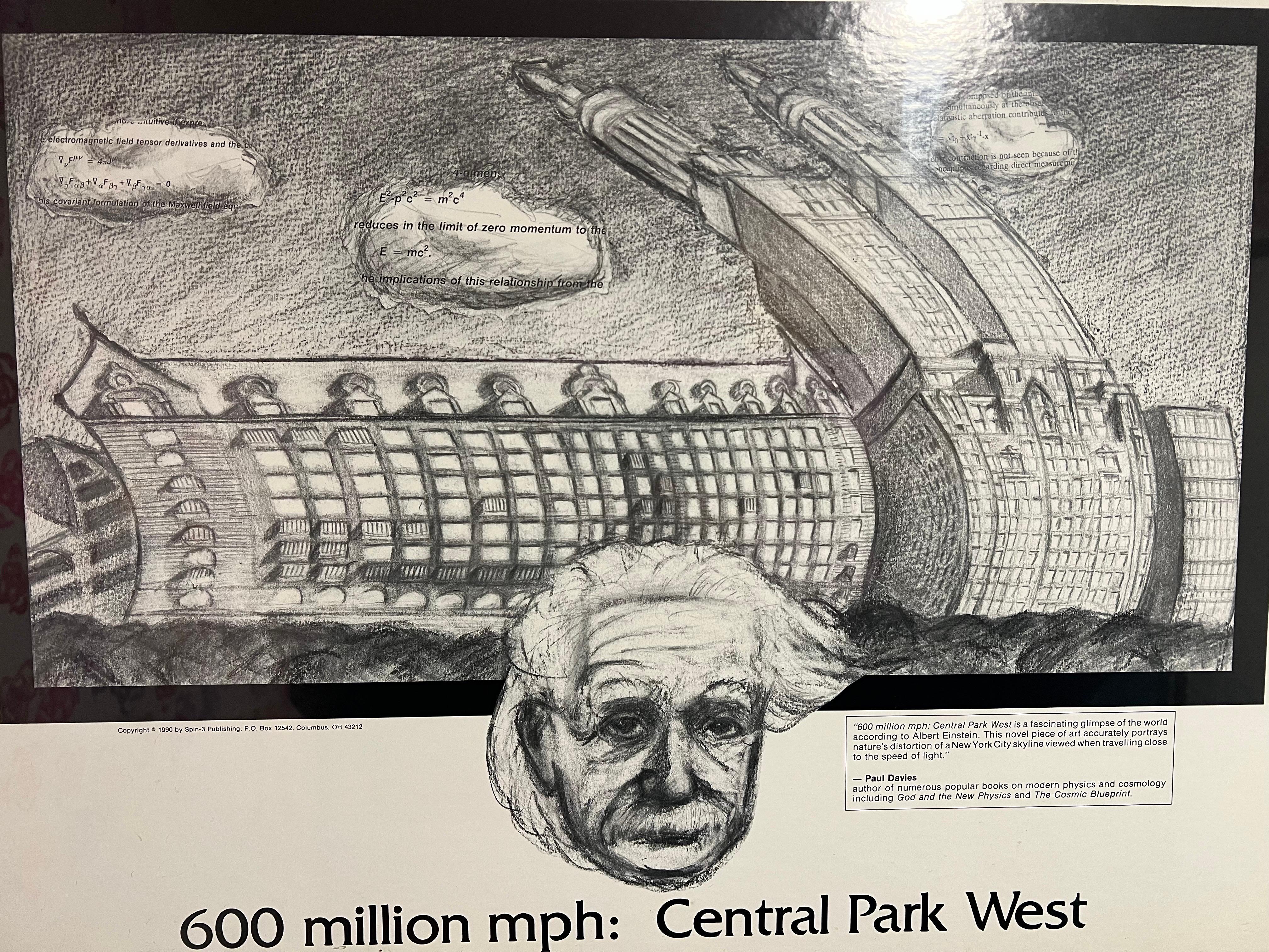 Rare Collectible Poster 600 Million mph, Central Park West Albert Einstein In Good Condition For Sale In San Diego, CA