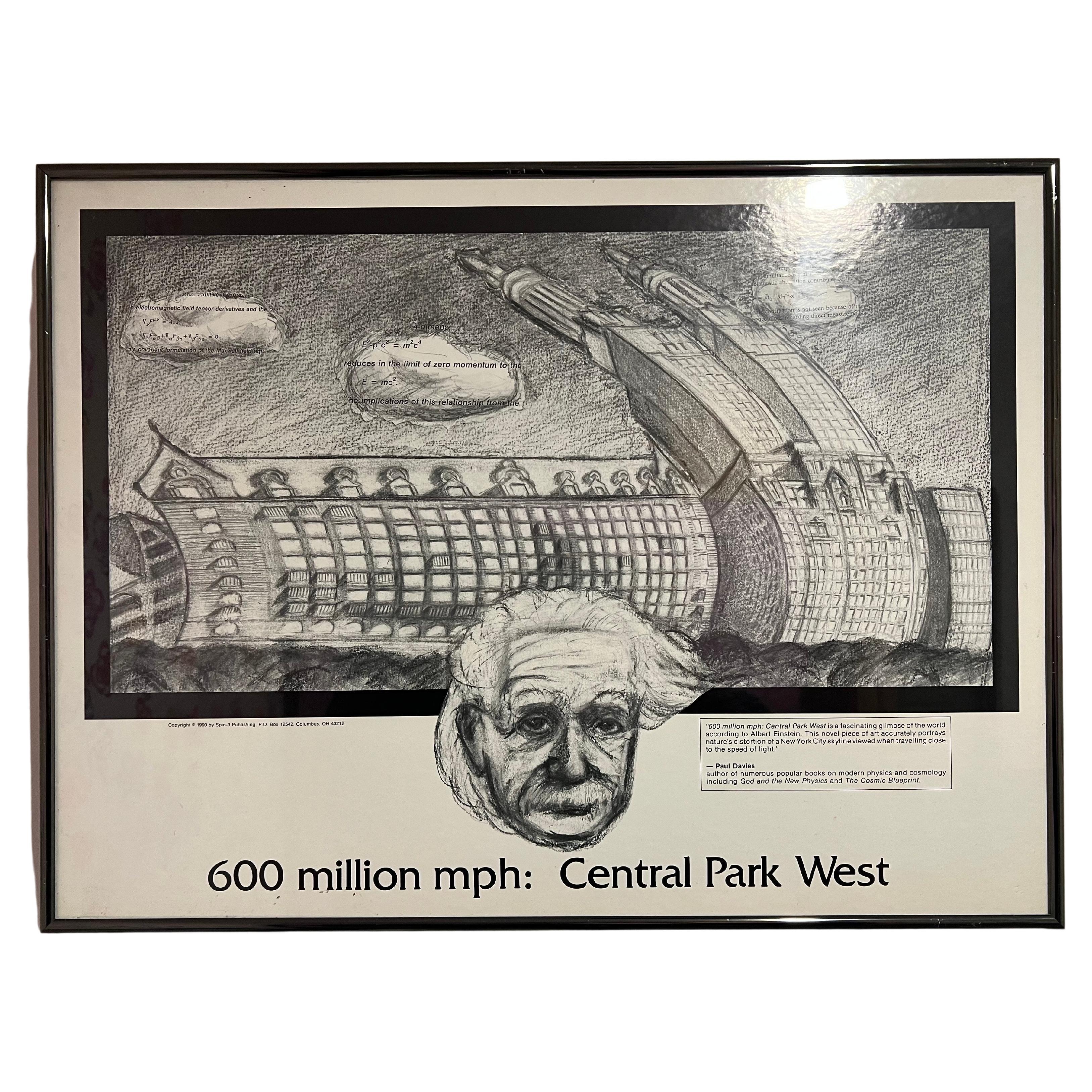 Rare affiche de collection de 600 millions de mètres carrés, Central Park West Albert Einstein