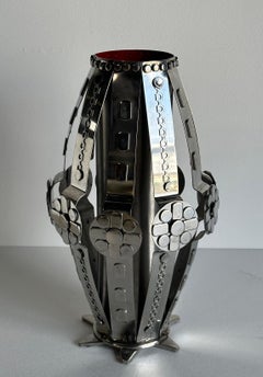 Rare Collectible Stainless Steel Vase by Artist Stanley Szwarc