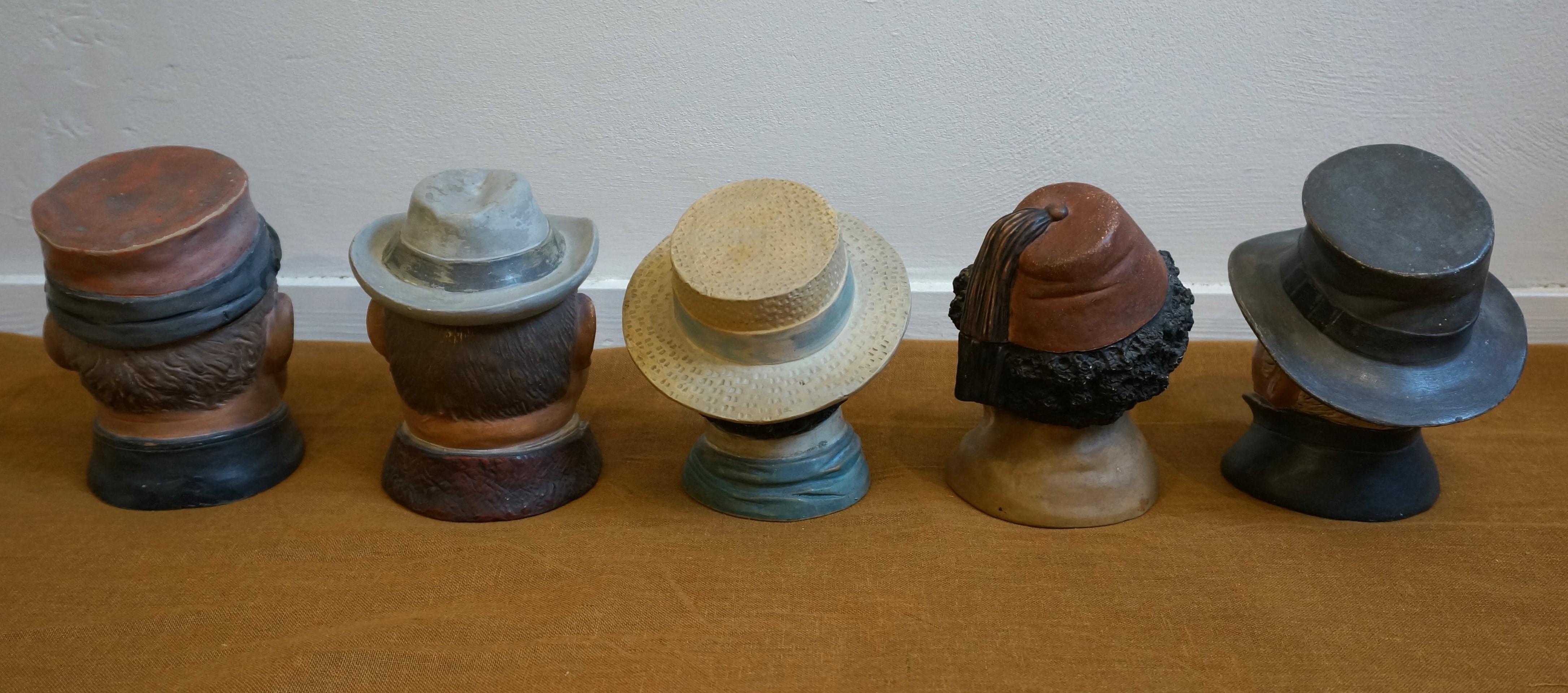 Rare collection 5 Antique Ceramic Tobacco Jars Humidors Figural, Bernard Bloch For Sale 4