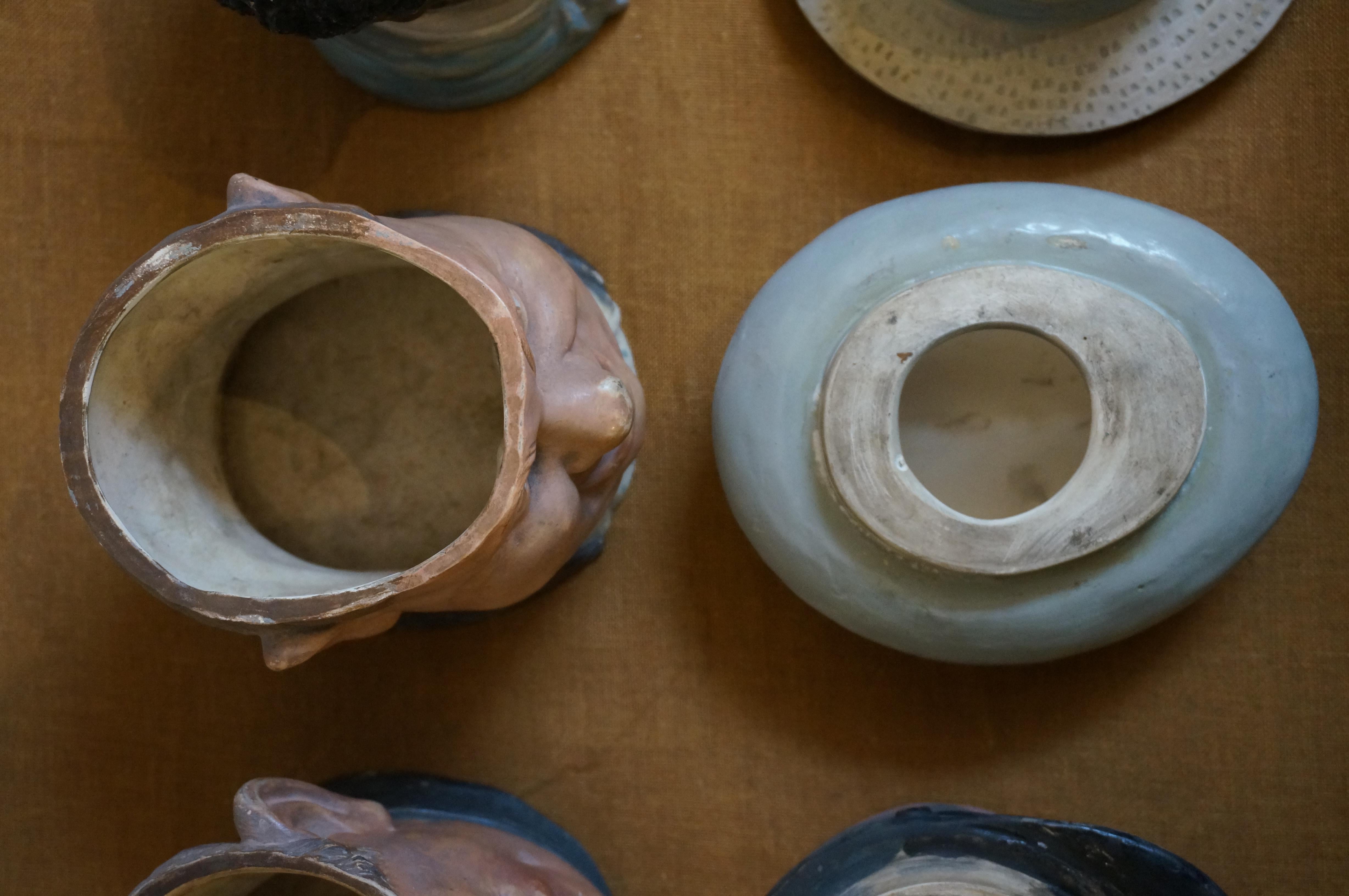 Seltene Sammlung 5 antike Keramik-Tabakdosen Humidors Figural, Bernard Bloch, Bernard Bloch im Angebot 14